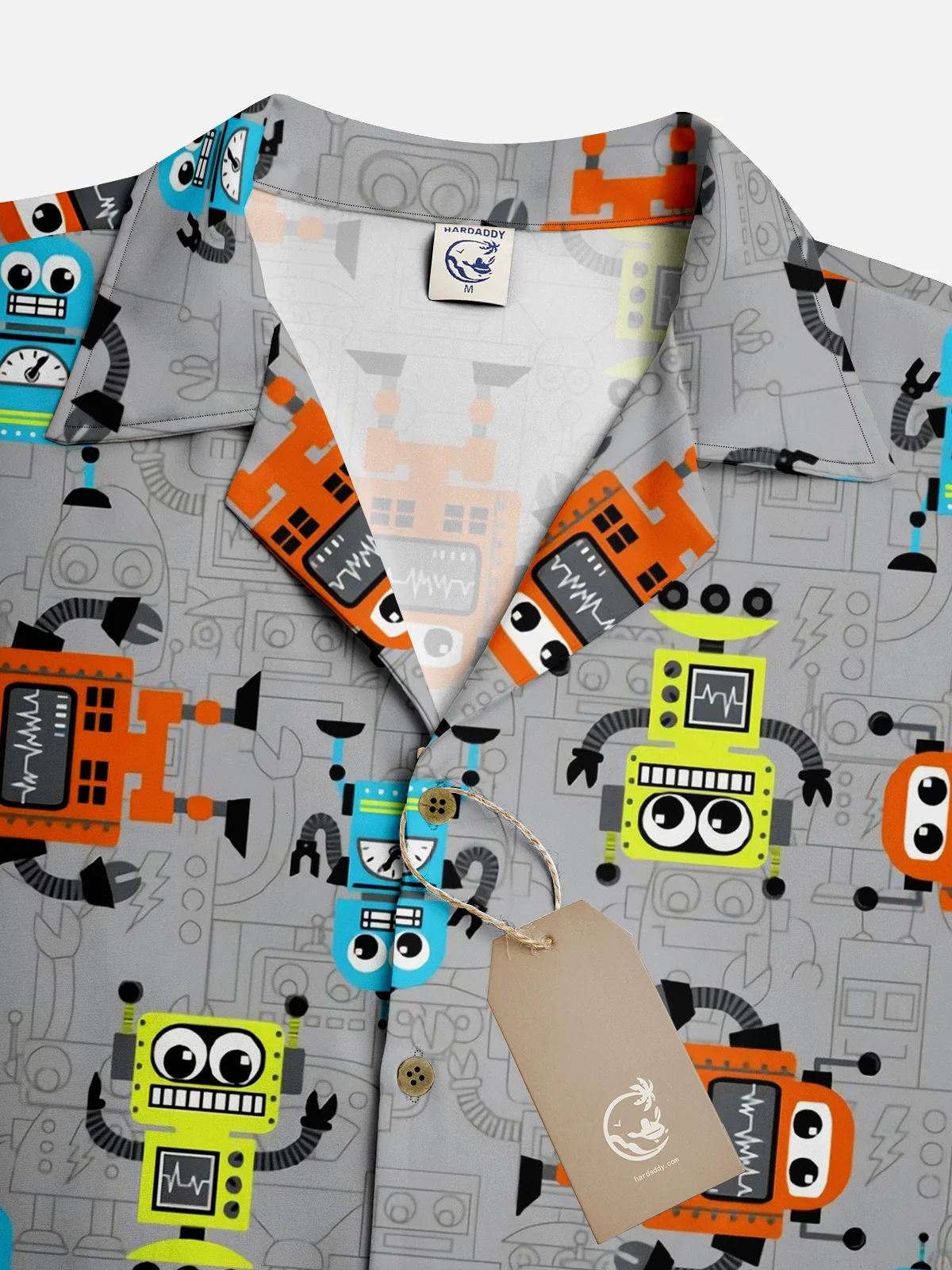 Moisture-wicking Robot Aloha Shirt