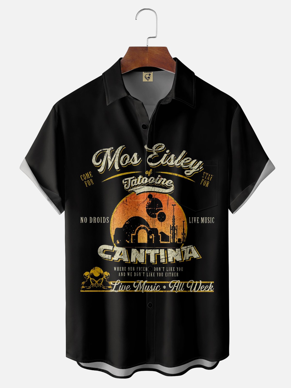 Moisture-wicking Mos Eisley Cantina Tatooine Graphic Geek Chest Pocket Casual Shirt