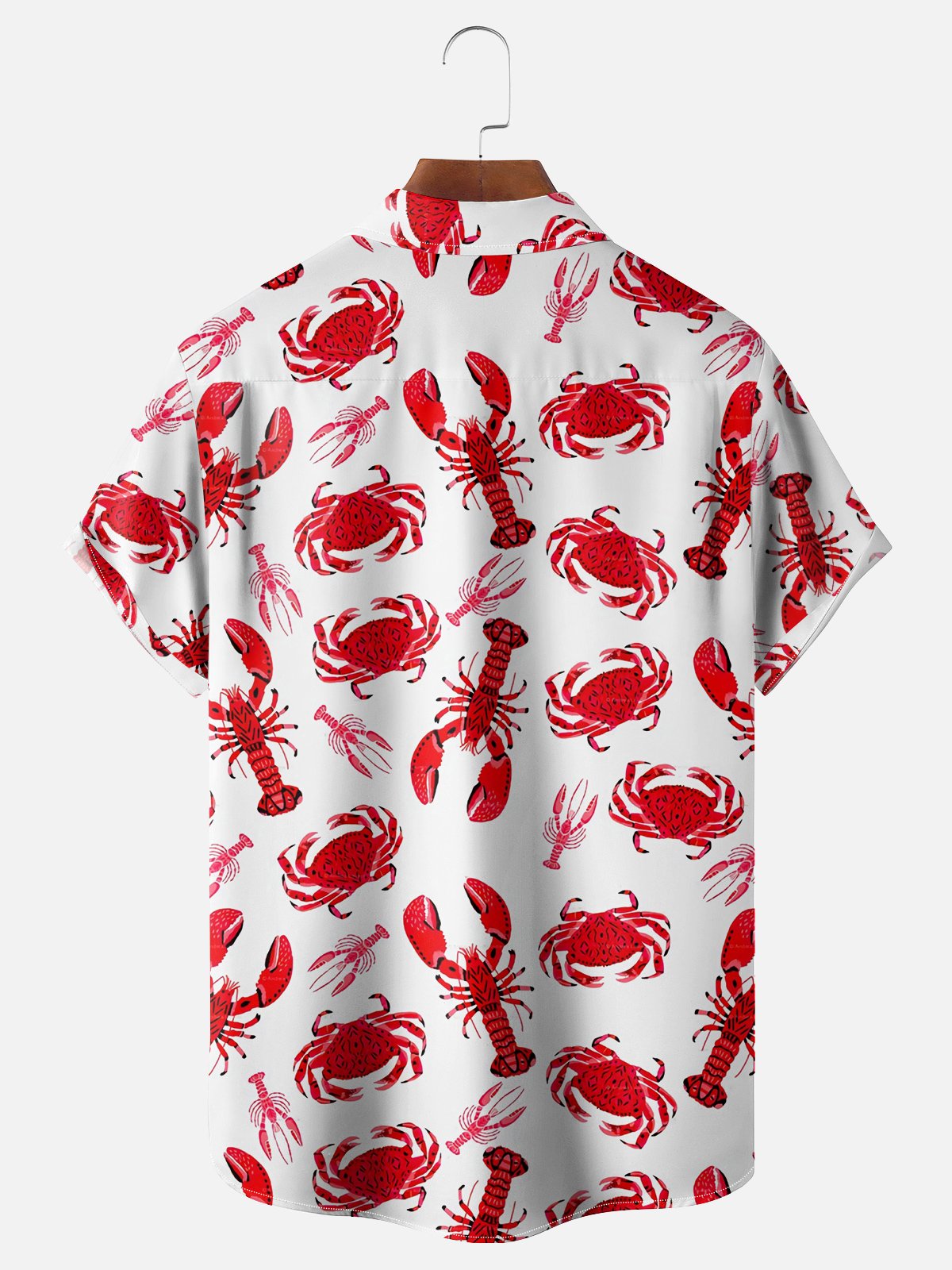 Moisture-wicking Lobster Crab Chest Pocket Hawaiian Shirt