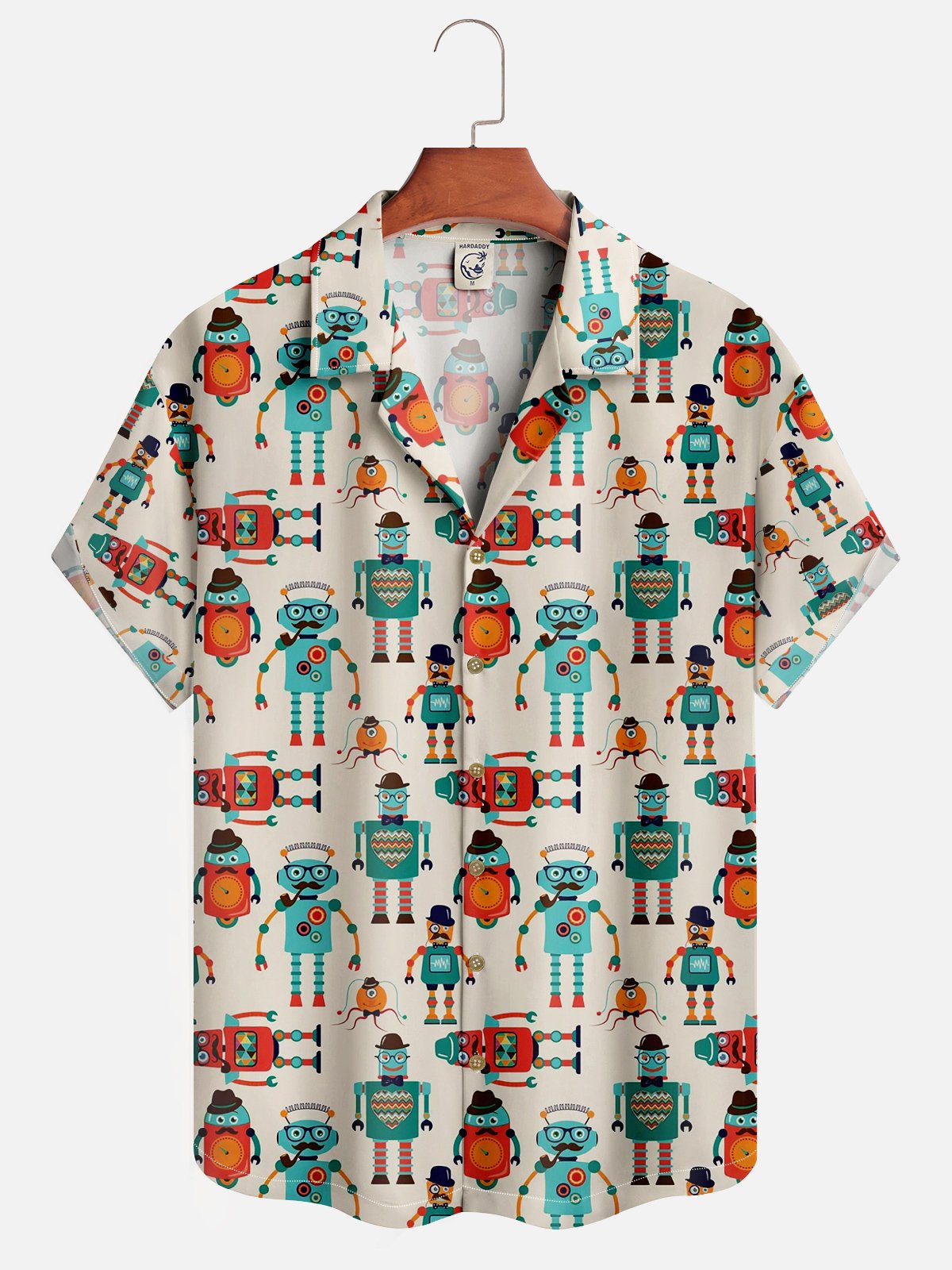 Moisture-wicking Robot Aloha Shirt