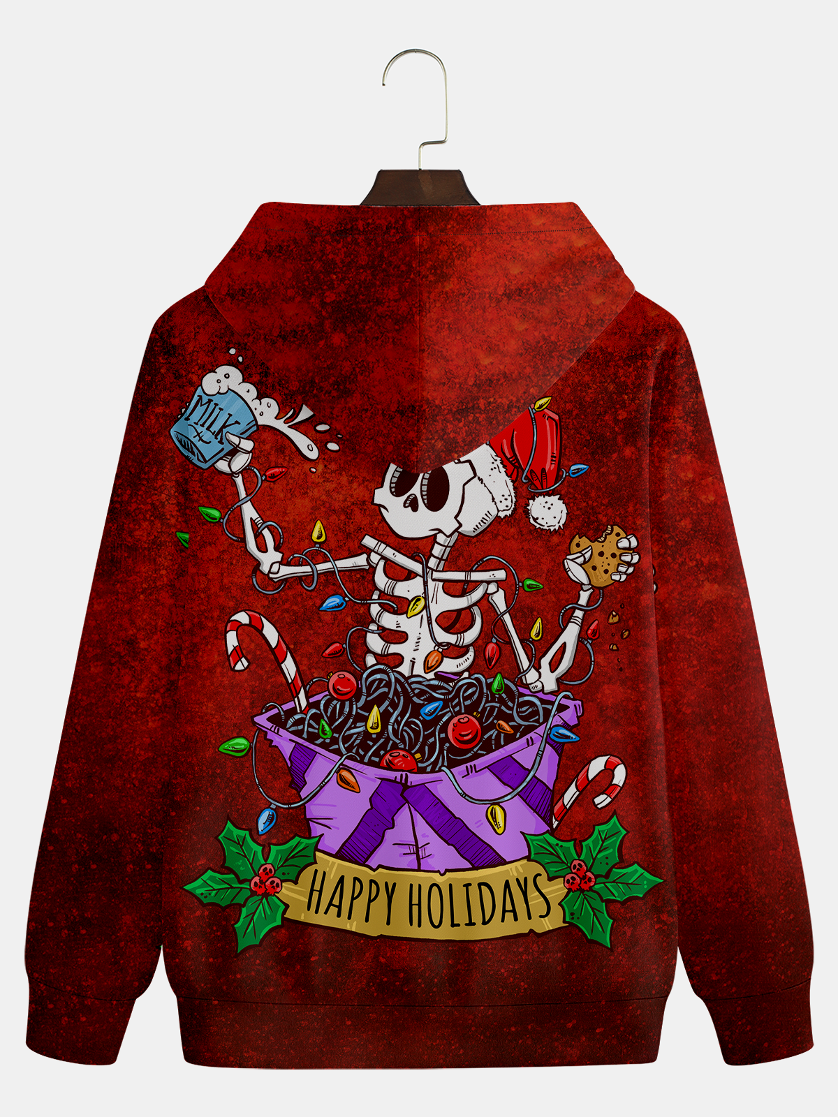 Art Illustration Skull Christmas Hoodie Sweatshirt by David Lozeau