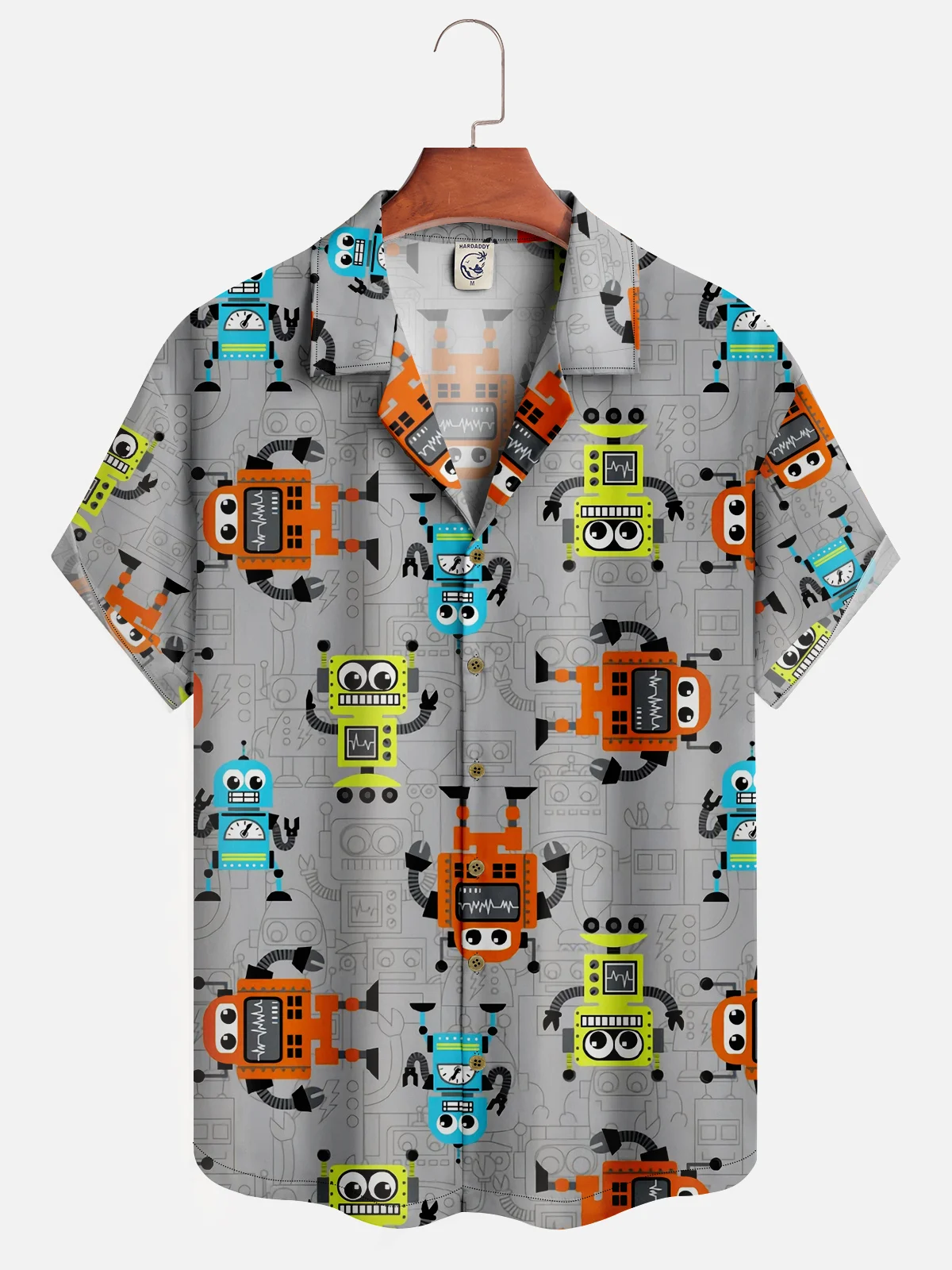 Moisture-wicking Robot Aloha Shirt