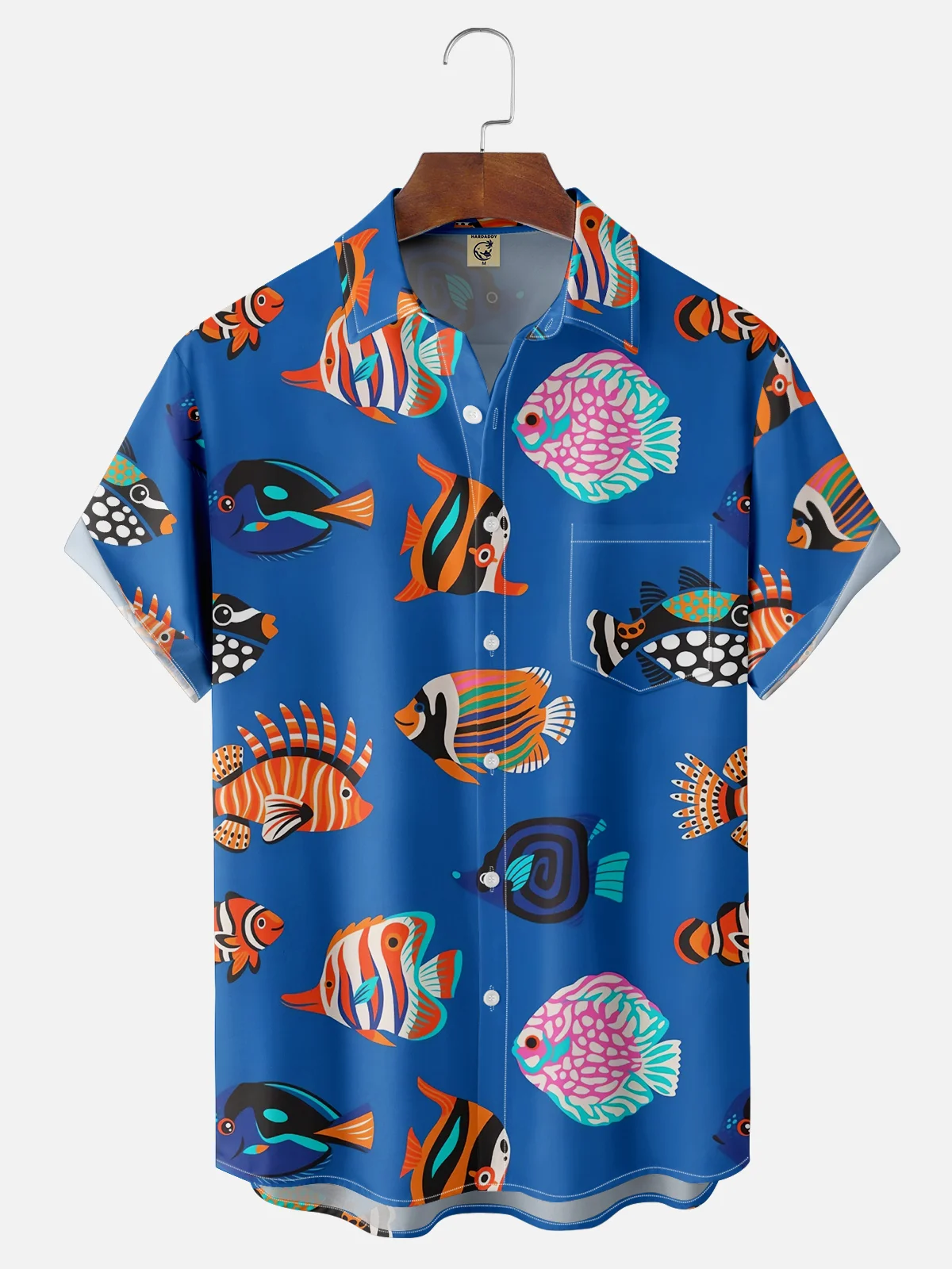 Moisture-wicking Fish Chest Pocket Hawaiian Shirt