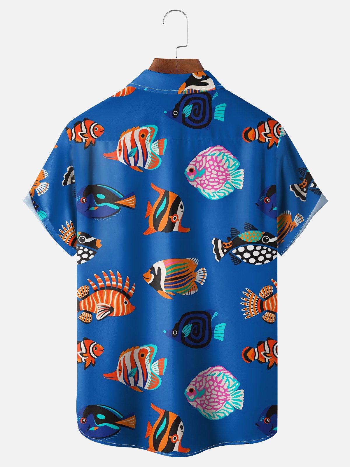 Moisture-wicking Fish Chest Pocket Hawaiian Shirt