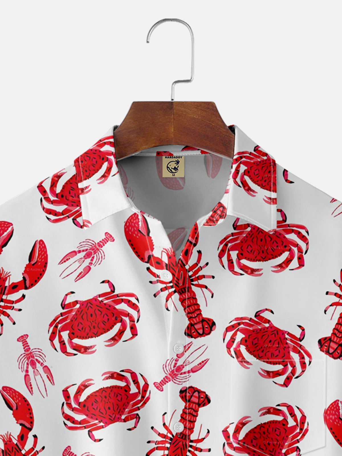 Moisture-wicking Lobster Crab Chest Pocket Hawaiian Shirt