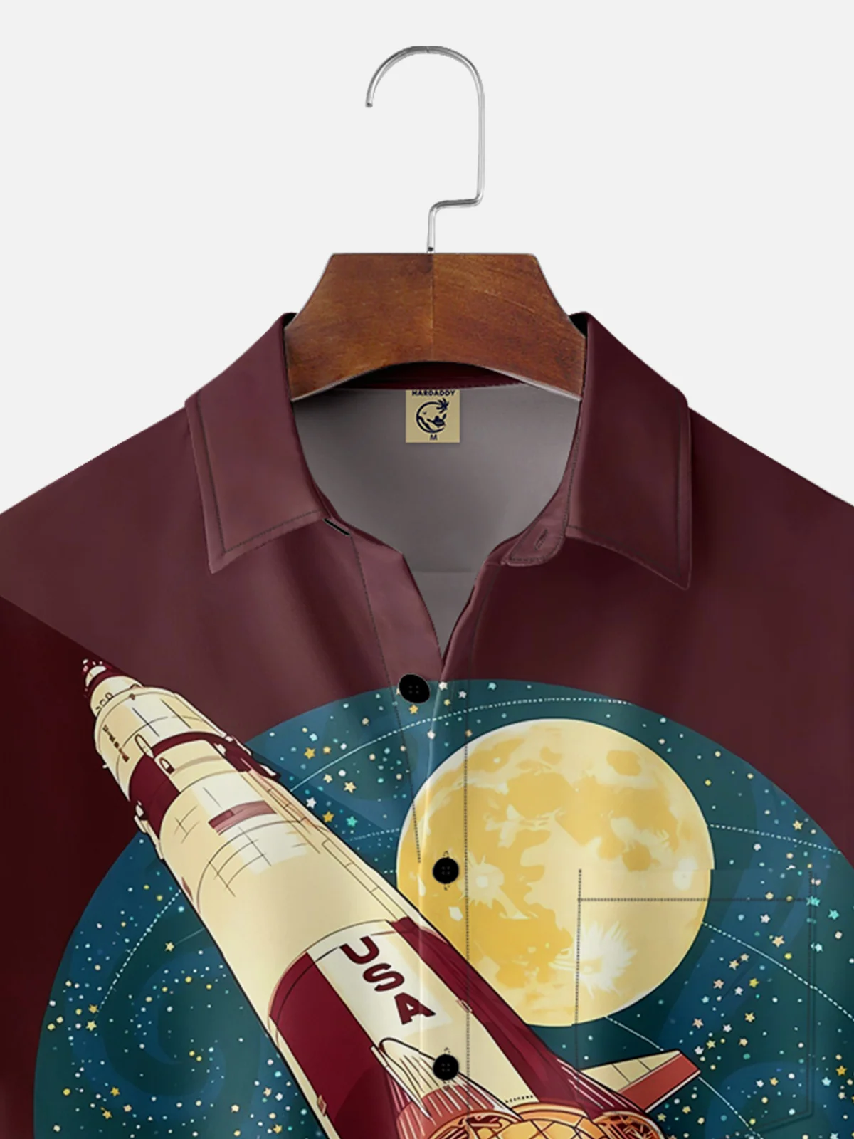 Moisture-wicking Rocket to Saturn Chest Pocket Hawaiian Shirt