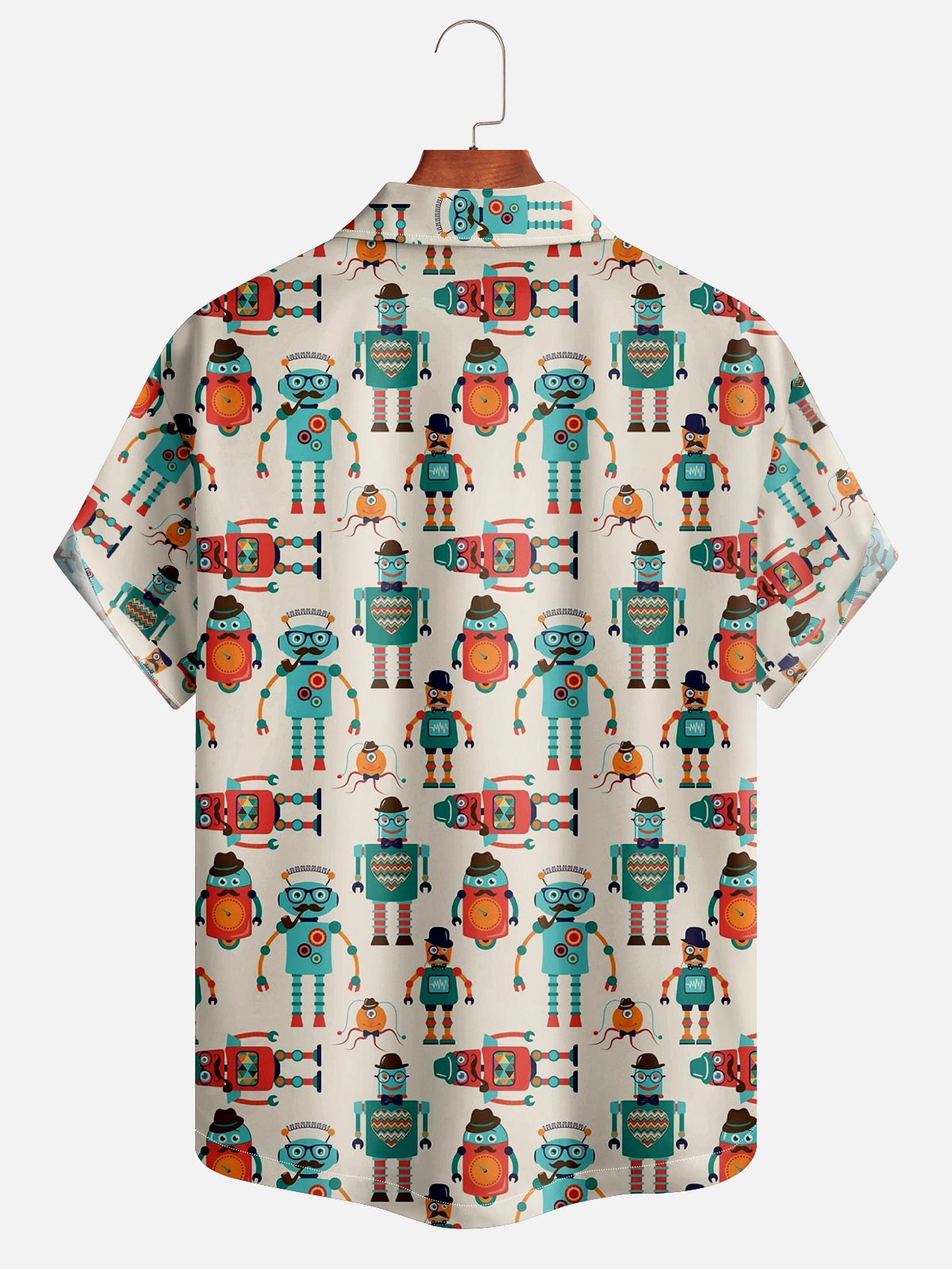 Moisture-wicking Robot Aloha Shirt