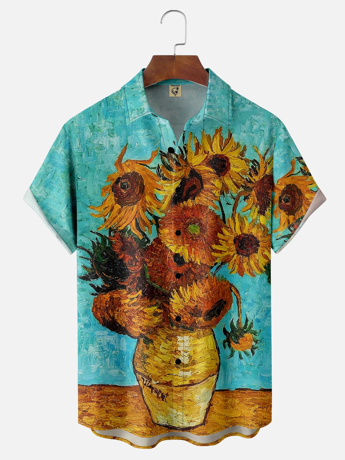 Moisture-wicking Vincent Van gogh Sunflowers Painting Chest Pocket Hawaiian Shirt