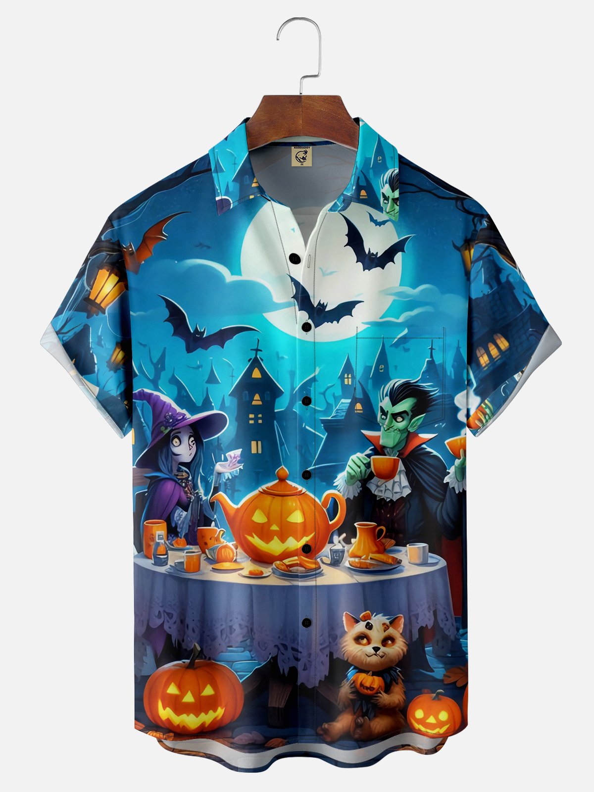 Moisture Wicking Halloween Pumpkin Ghost Hawaiian Shirt