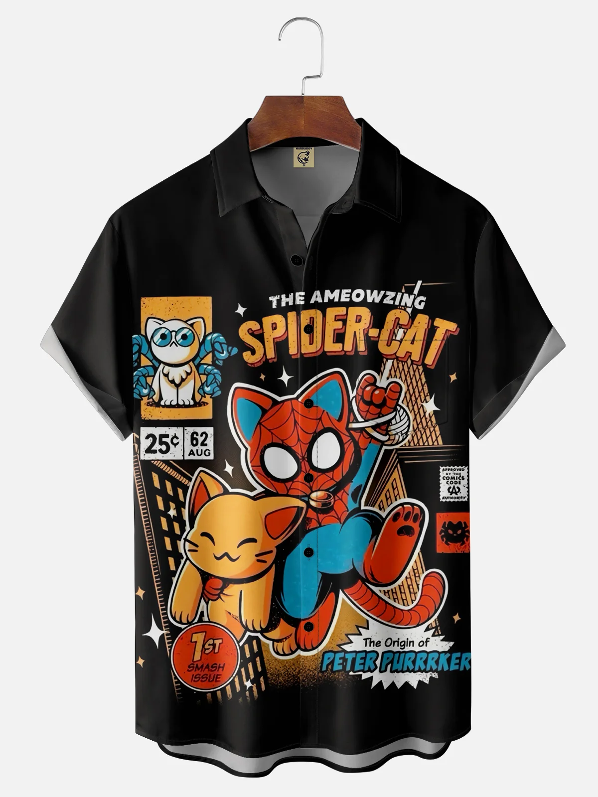 Moisture-wicking Spider-cat Chest Pocket Casual Shirt