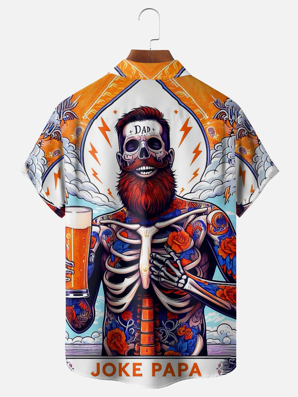 Moisture-wicking Day of the Dead Skeleton Art Illustration Chest Pocket Hawaiian Shirt