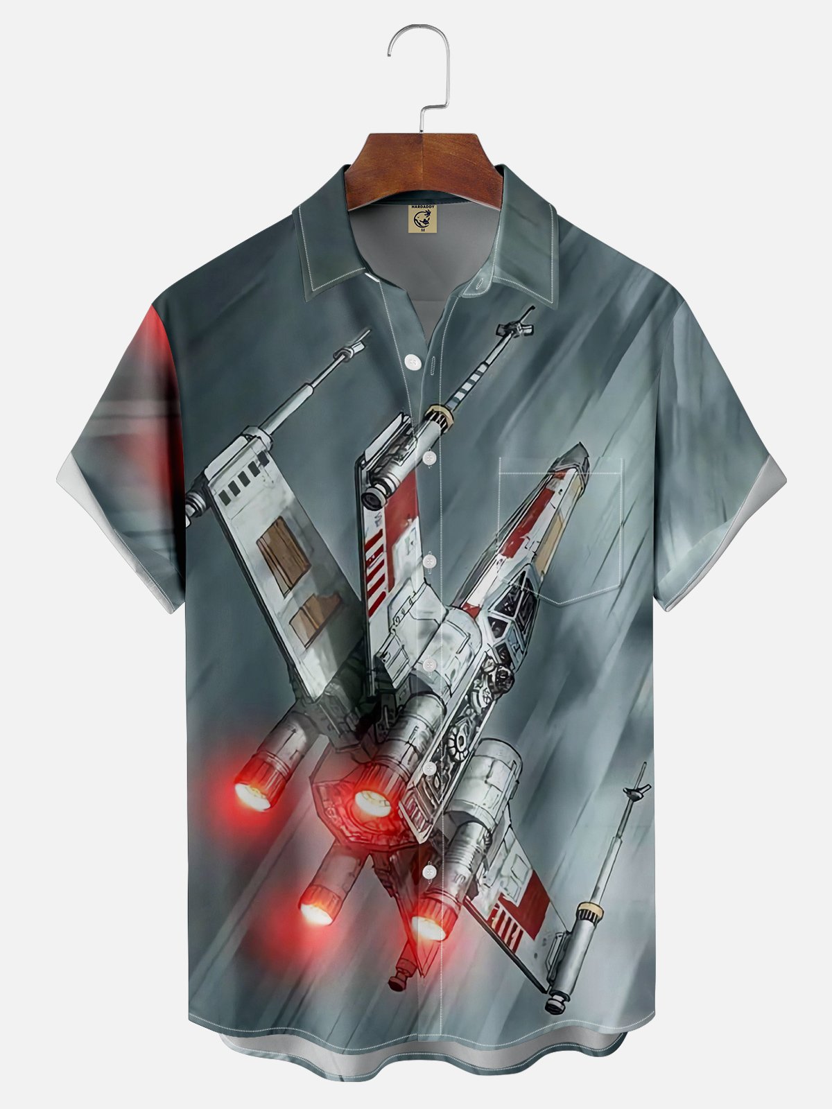 Moisture-wicking Spacecraft Star Wars Chest Pocket Casual Shirt