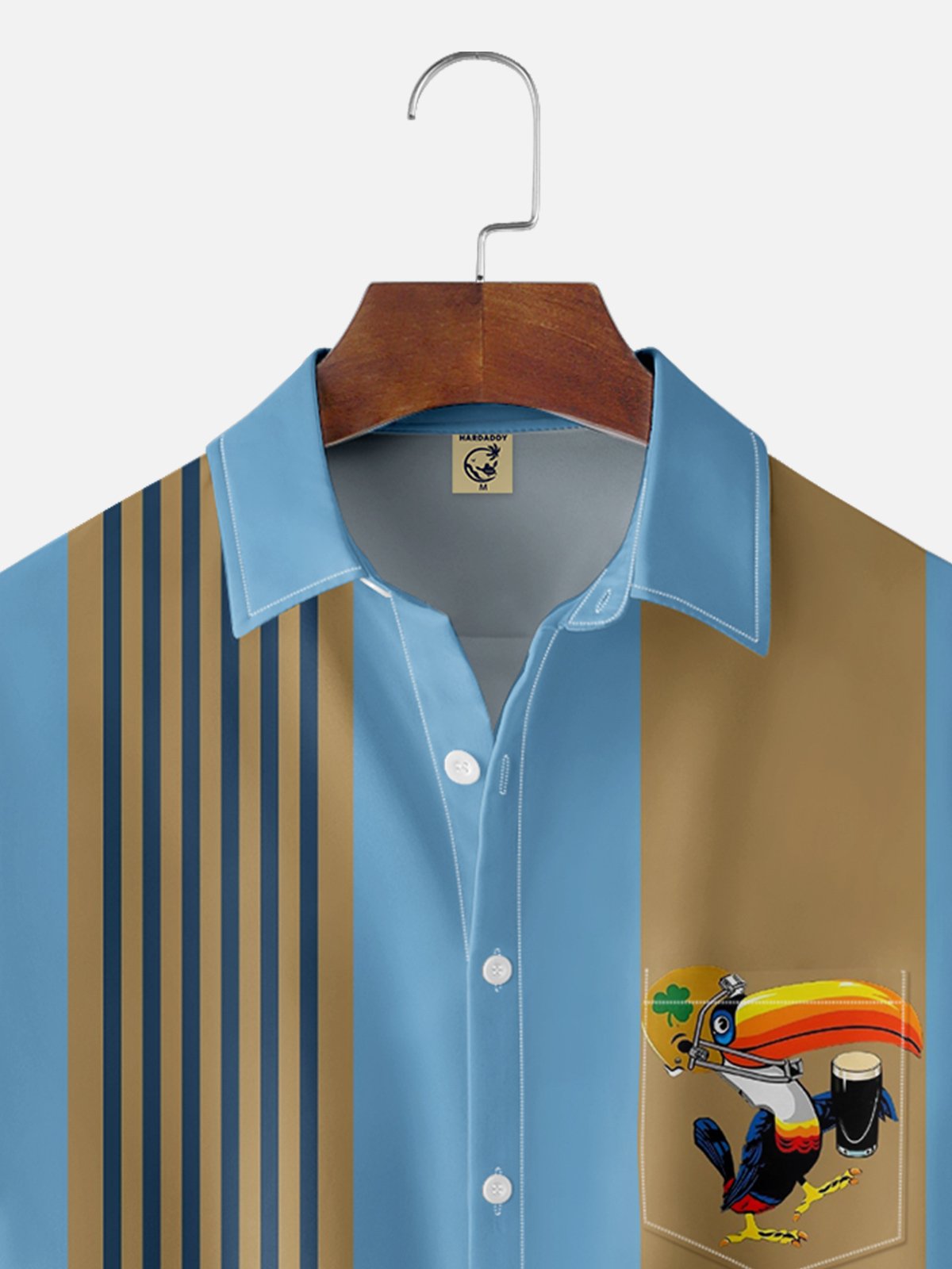 Moisture-wicking Toucan Parrots Beer Chest Pocket Bowling Shirt