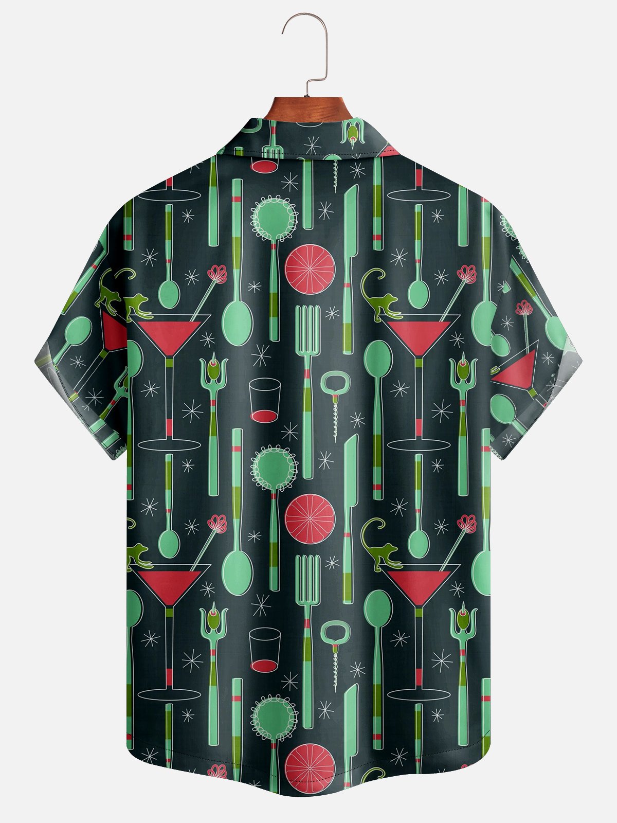 Moisture-wicking Mid-century Geomatric Cocktail Aloha Shirt