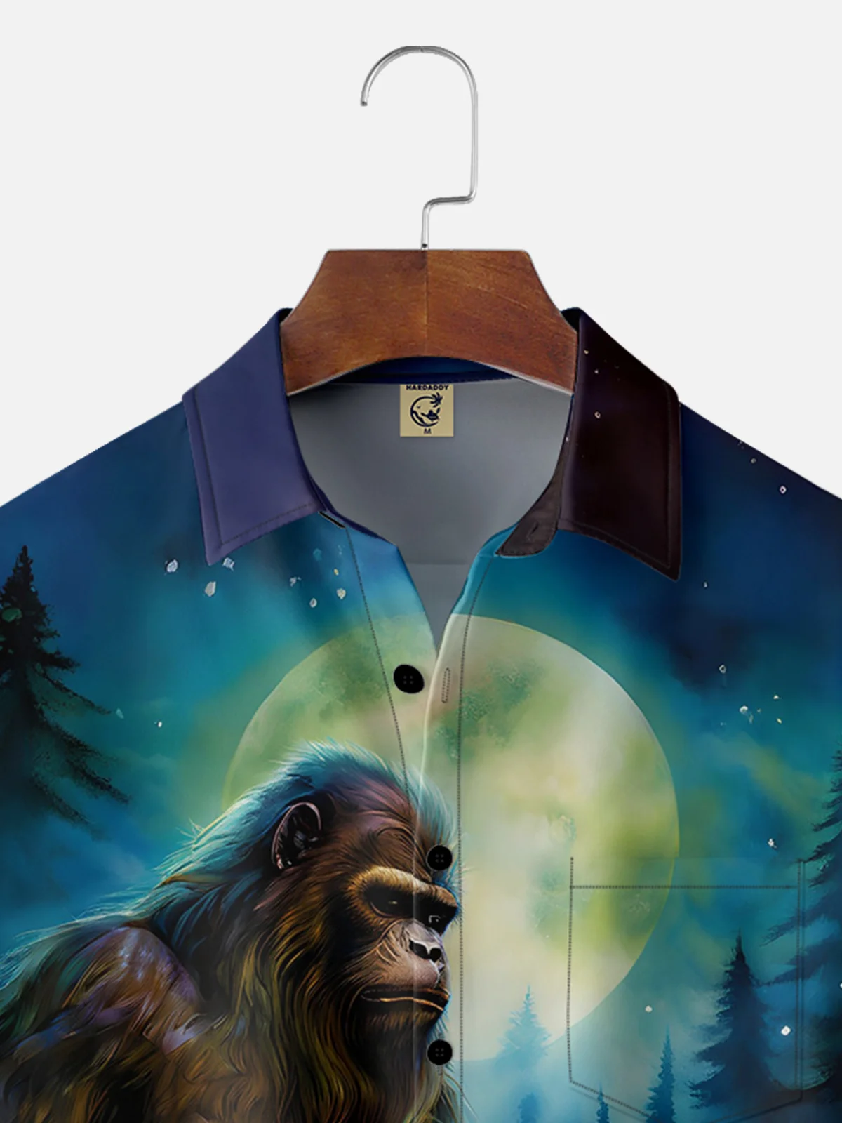 Moisture-wicking Bigfoot playing guitar Chest Pocket Hawaiian Shirt