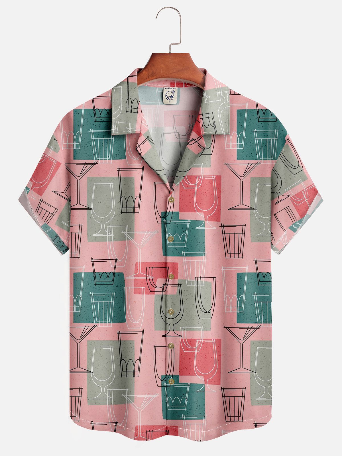 Moisture-wicking Mid-century Geomatric Cocktail Aloha Shirt