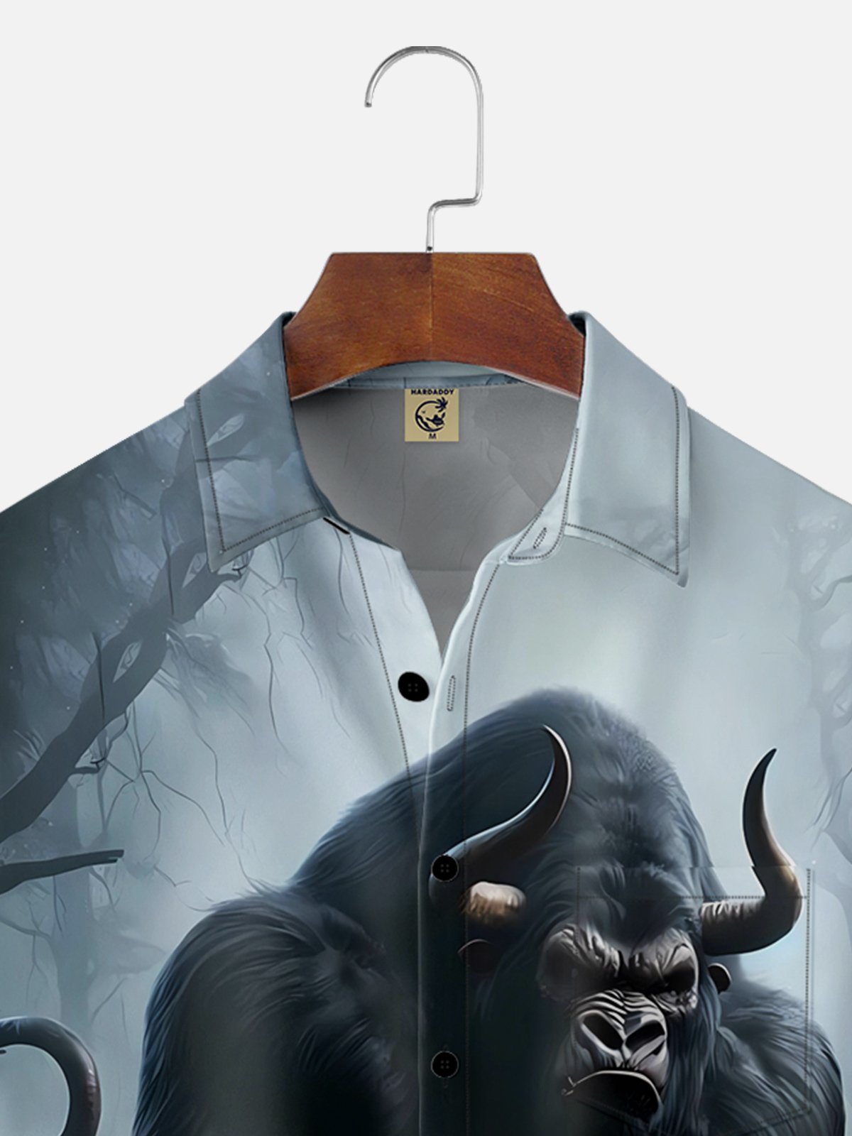 Moisture-wicking Super Horned Gorilla Chest Pocket Hawaiian Shirt