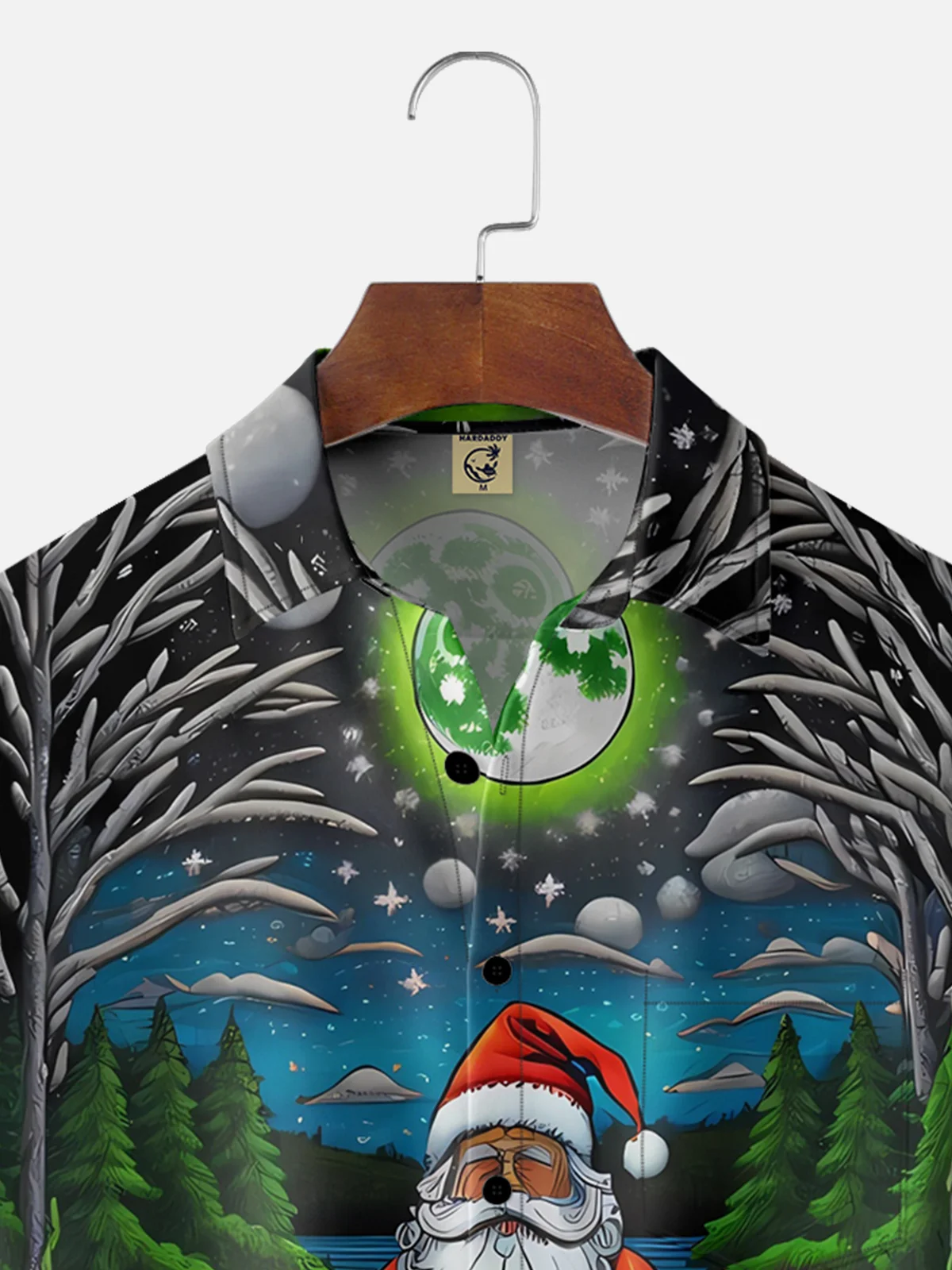 Moisture-wicking Santa's Meditation Chest Pocket Hawaiian Shirt