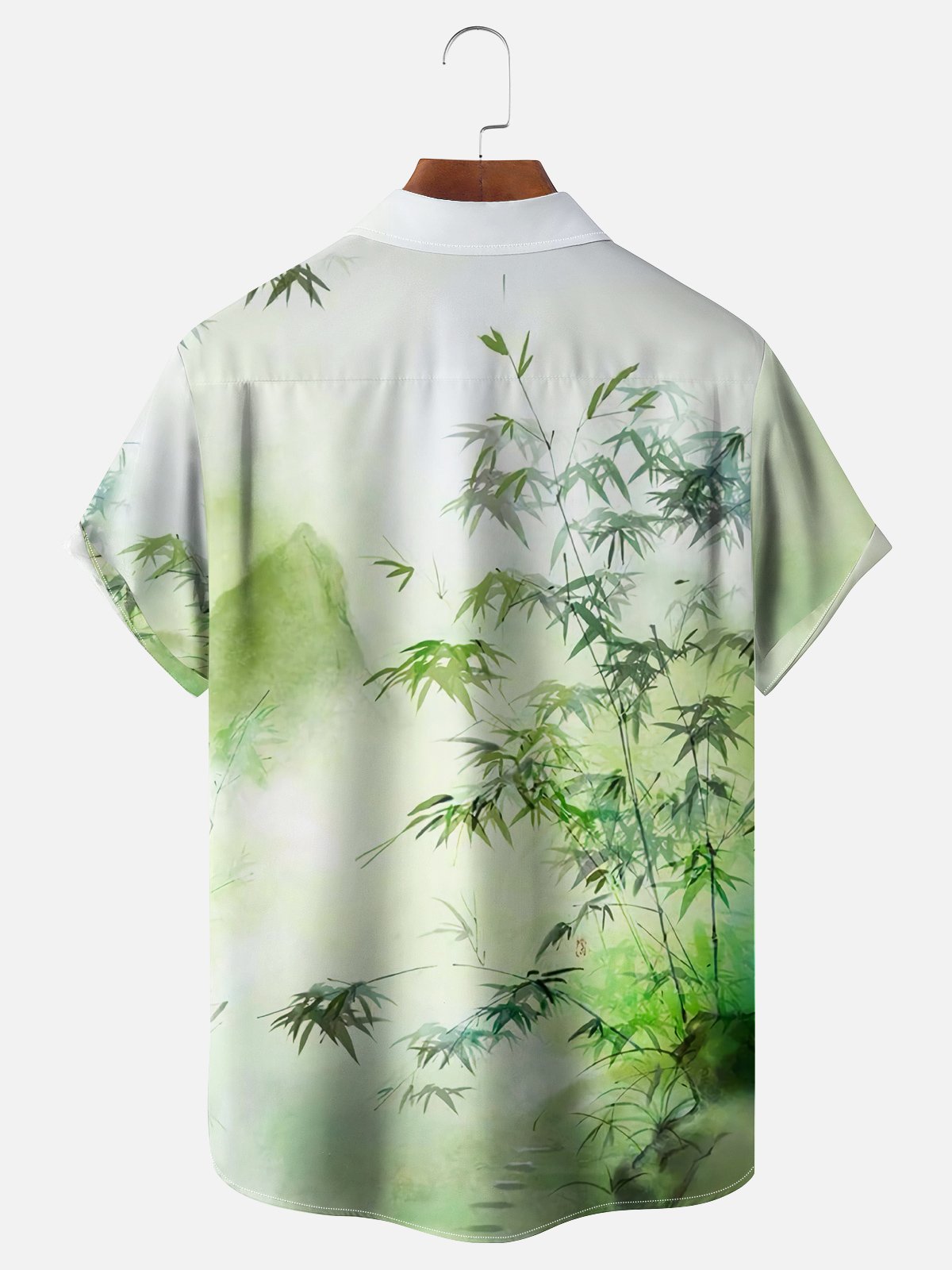 Moisture-wicking Bamboo Leaf Chest Pocket Hawaiian Shirt