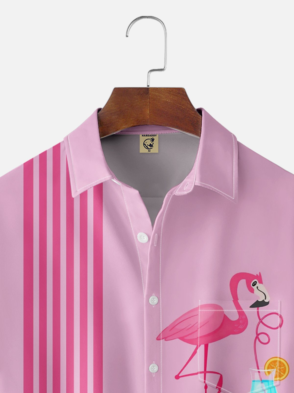 Moisture-wicking Flamingo Chest Pocket Bowling Shirt