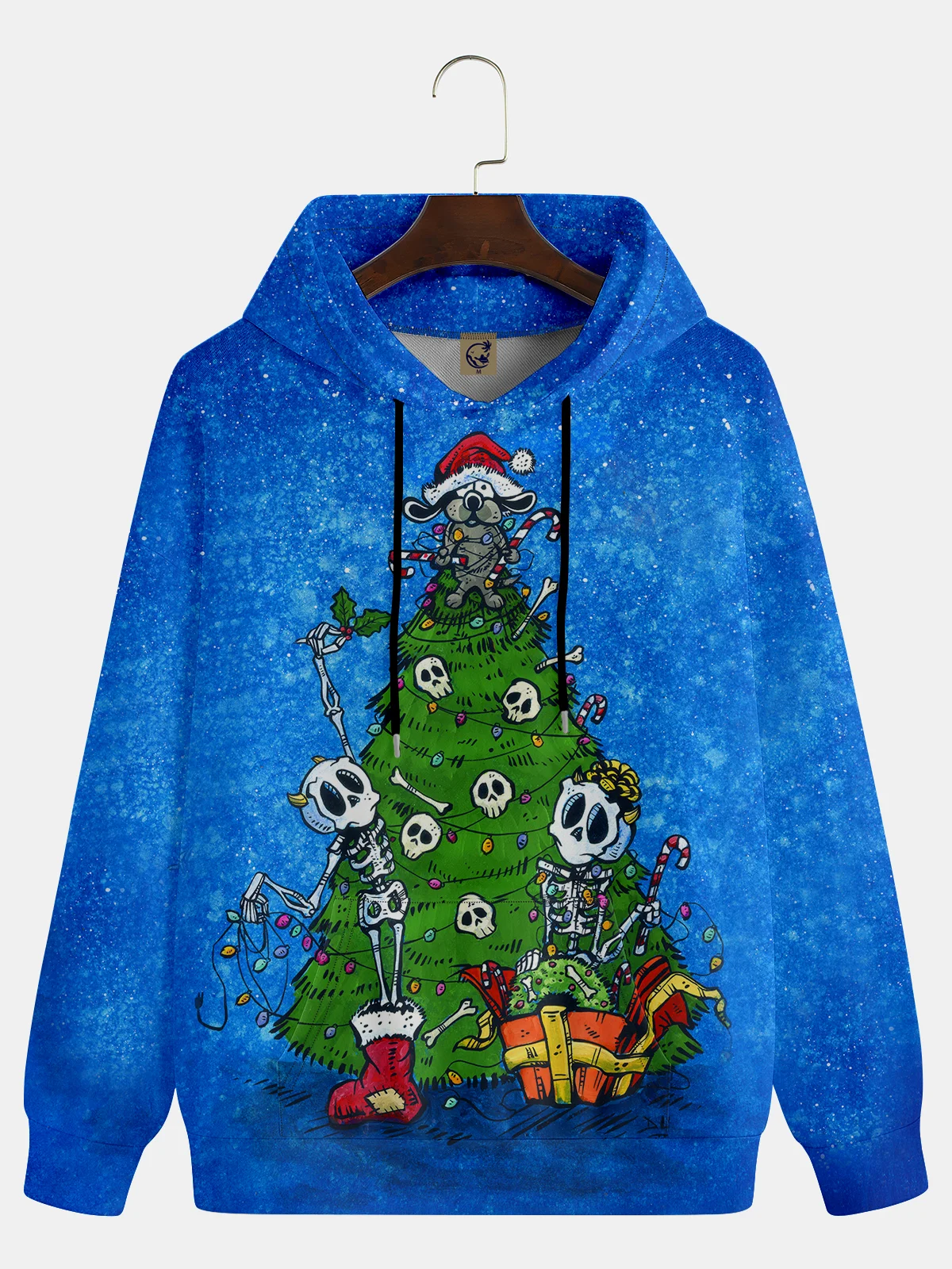 Christmas Skull Art Illustration Hoodie Sweatshirt by David Lozeau