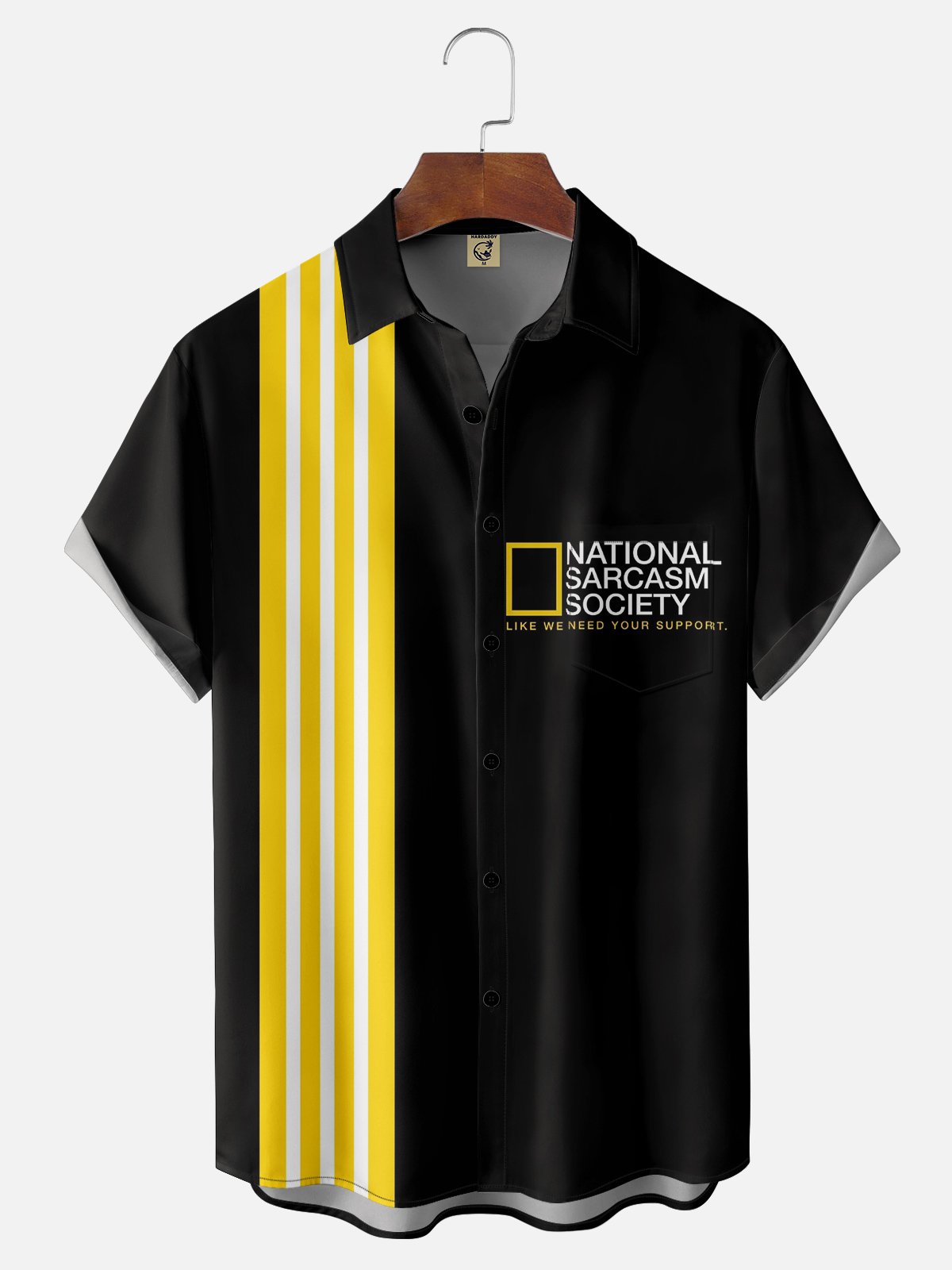 Moisture-wicking National Sarcasm Society Geek Chest Pocket Bowling Shirt