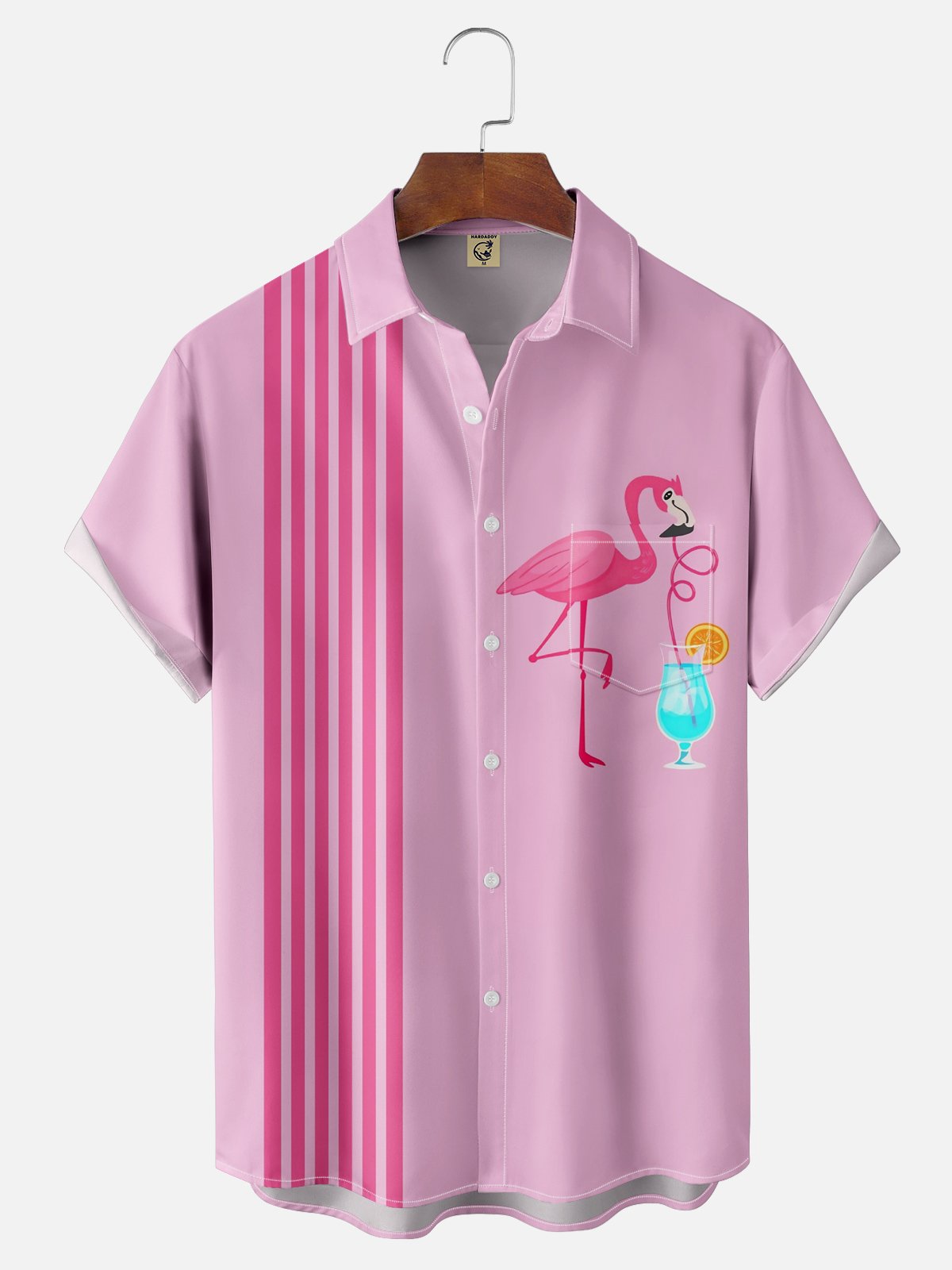 Moisture-wicking Flamingo Chest Pocket Bowling Shirt