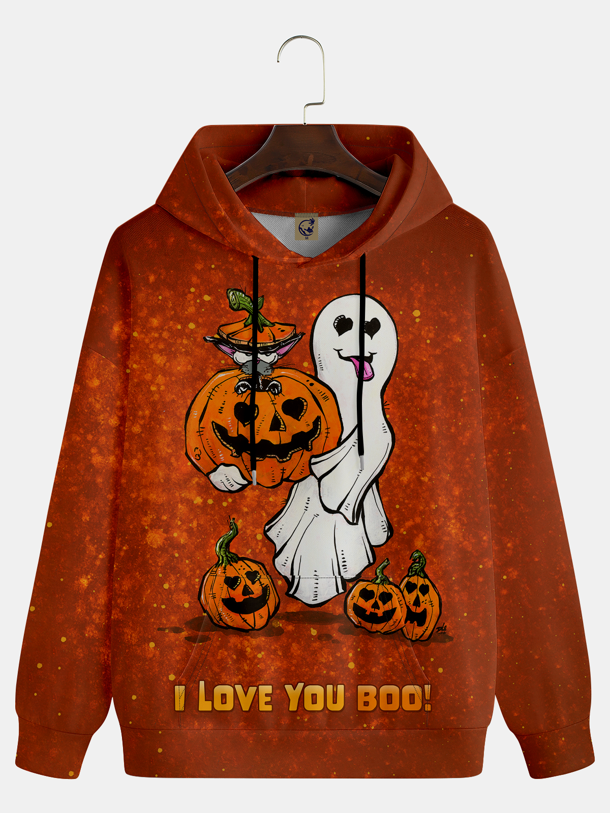 Art Illustration Ghost Pumpkin Halloween Hoodie Sweatshirt by David Lozeau