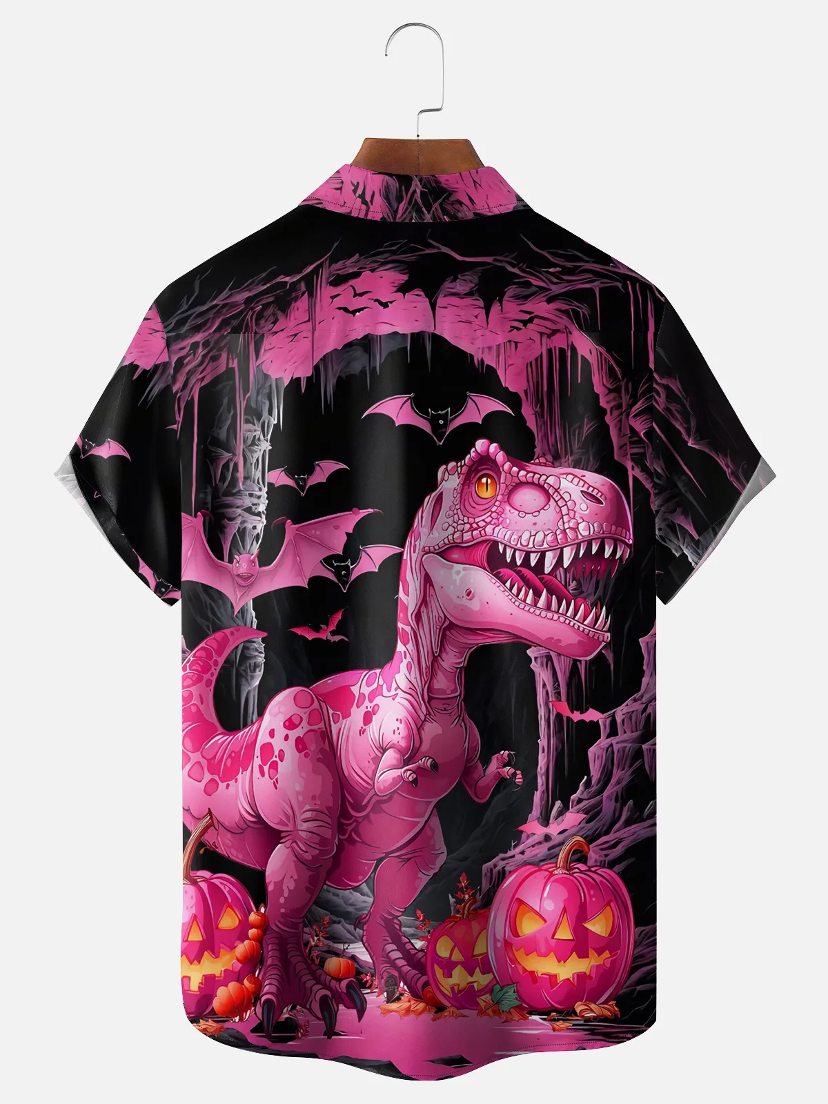 Moisture Wicking Halloween Bat Dinosaur Hawaiian Shirt