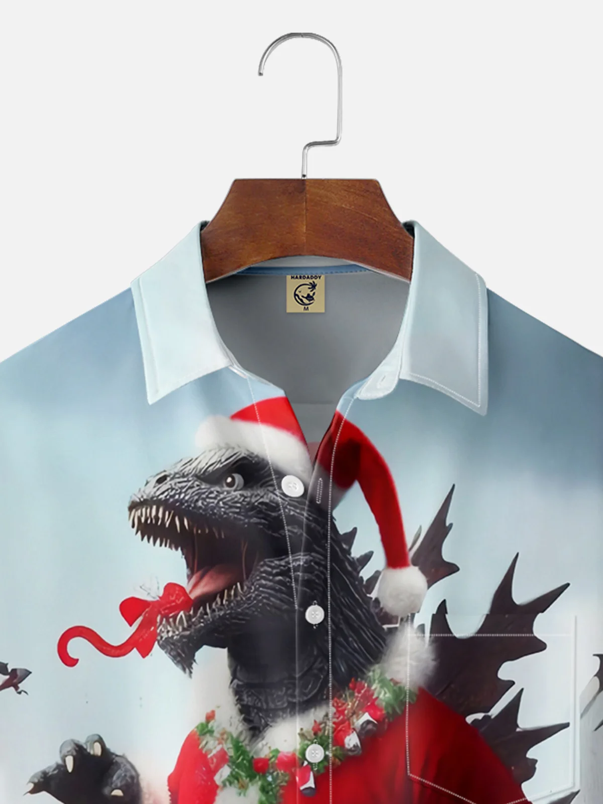 Moisture Wicking Christmas Dinosaur Hawaiian Shirt