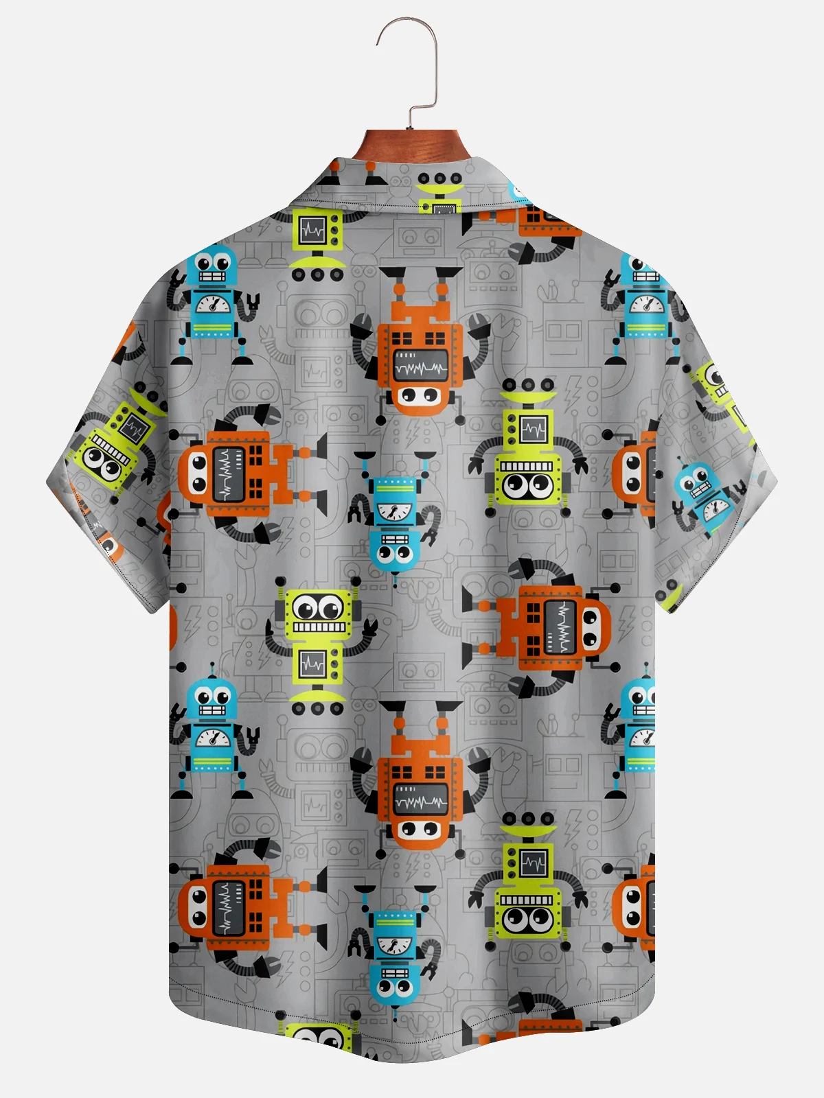 Moisture-wicking Robot Aloha Shirt