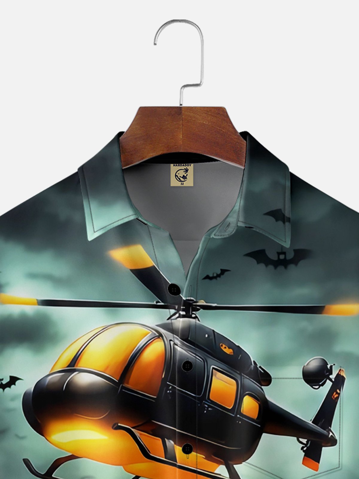 Moisture Wicking Halloween Pumpkin Helicopter Hawaiian Shirt