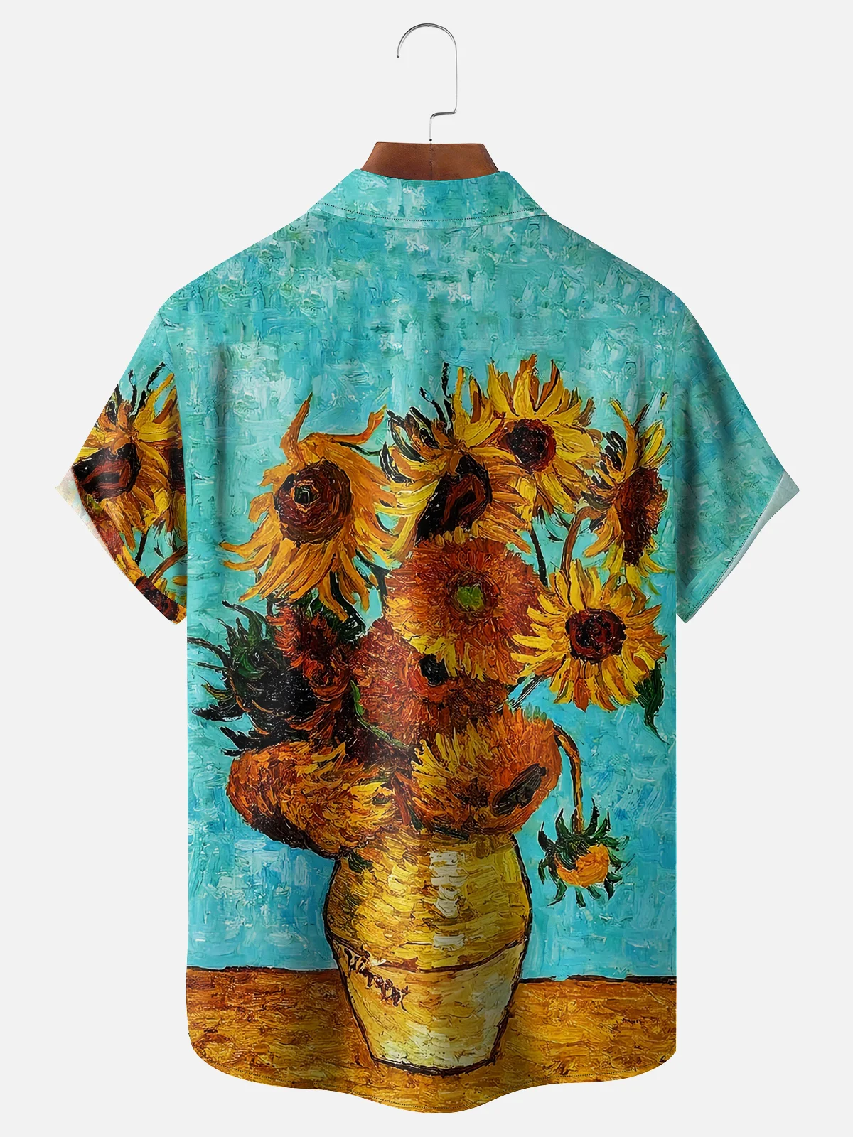 Moisture-wicking Vincent Van gogh Sunflowers Painting Chest Pocket Hawaiian Shirt