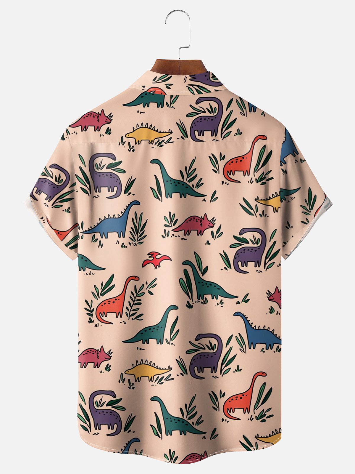 Moisture-wicking Dinosaur Chest Pocket Hawaiian Shirt