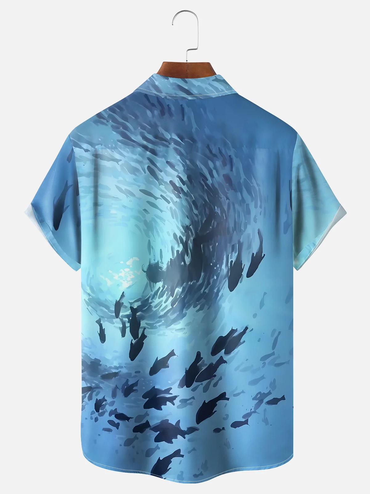 Moisture-wicking Dreamy Ocean Fish Chest Pocket Hawaiian Shirt