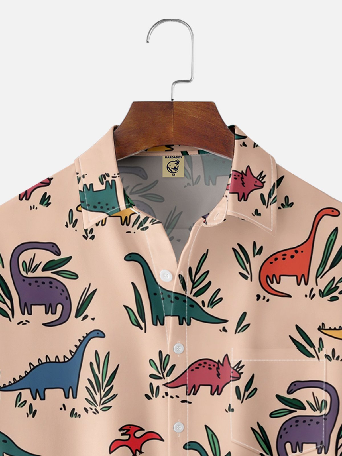 Moisture-wicking Dinosaur Chest Pocket Hawaiian Shirt