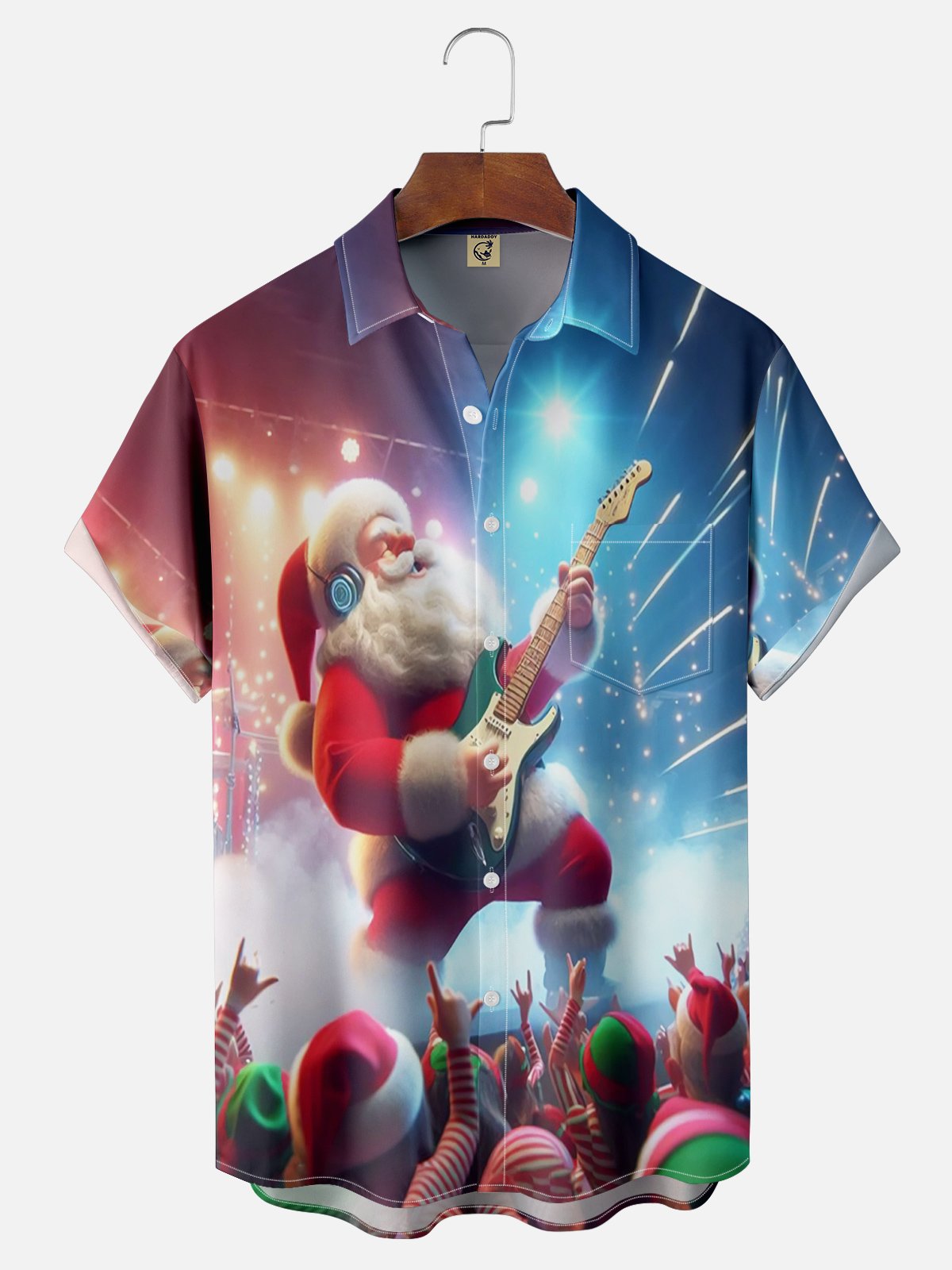 Moisture Wicking Christmas Guitar Party Hawaiian Shirt