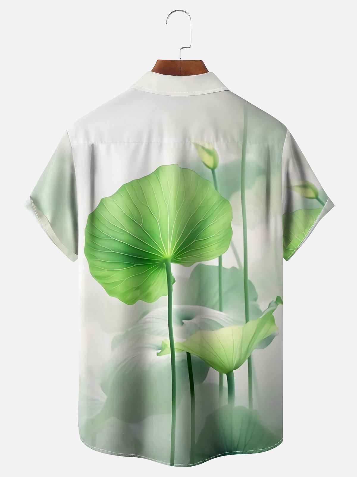 Moisture-wicking Lotas Leaf Chest Pocket Hawaiian Shirt