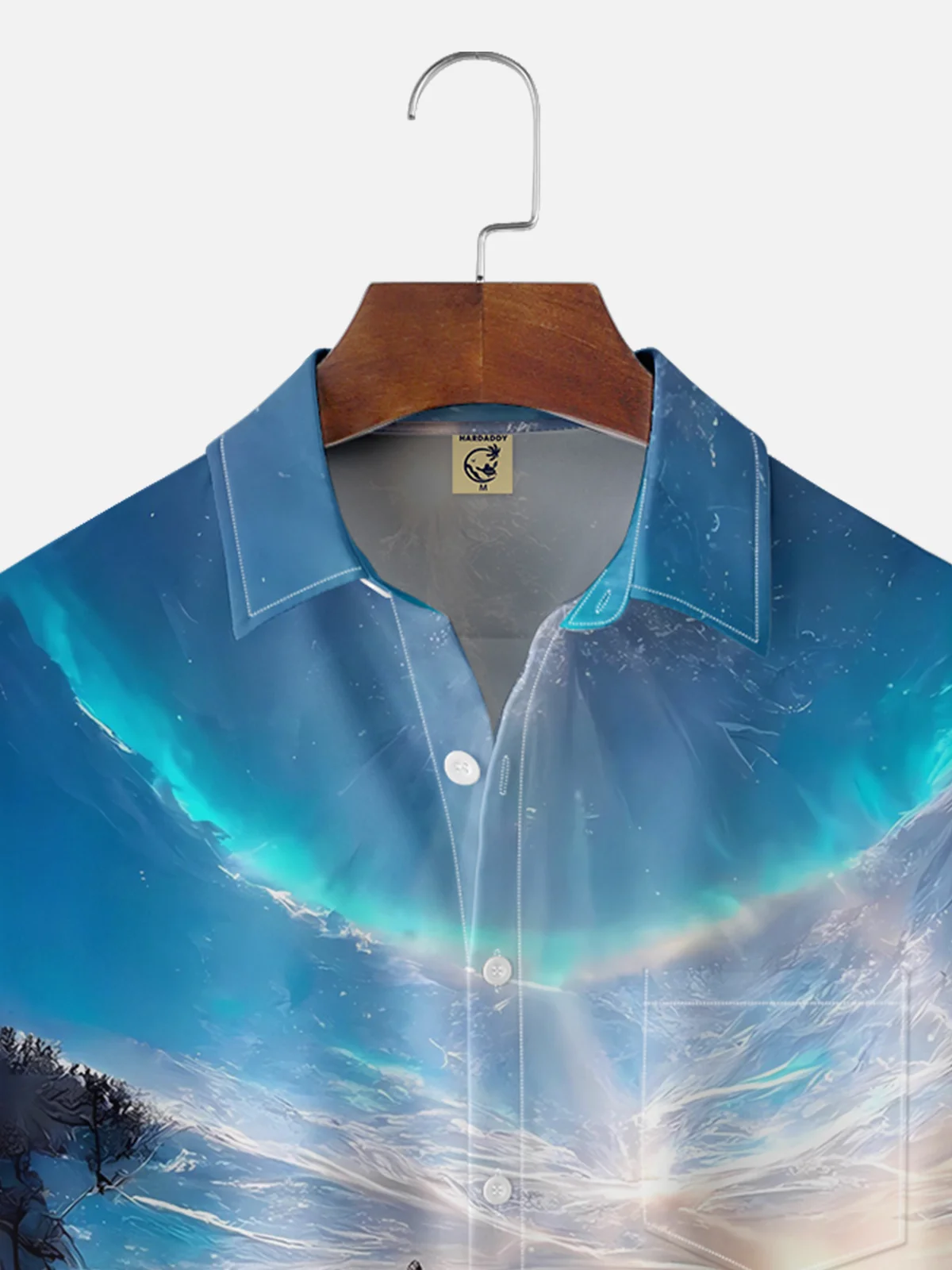 Moisture-wicking Dreamy Snow Sky Chest Pocket Hawaiian Shirt