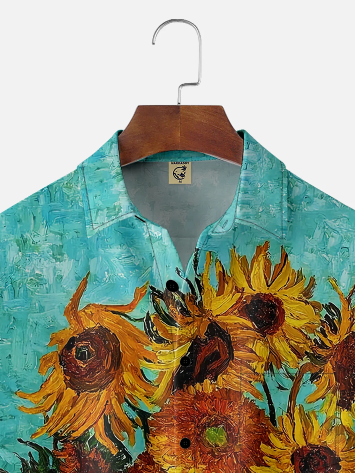 Moisture-wicking Vincent Van gogh Sunflowers Painting Chest Pocket Hawaiian Shirt
