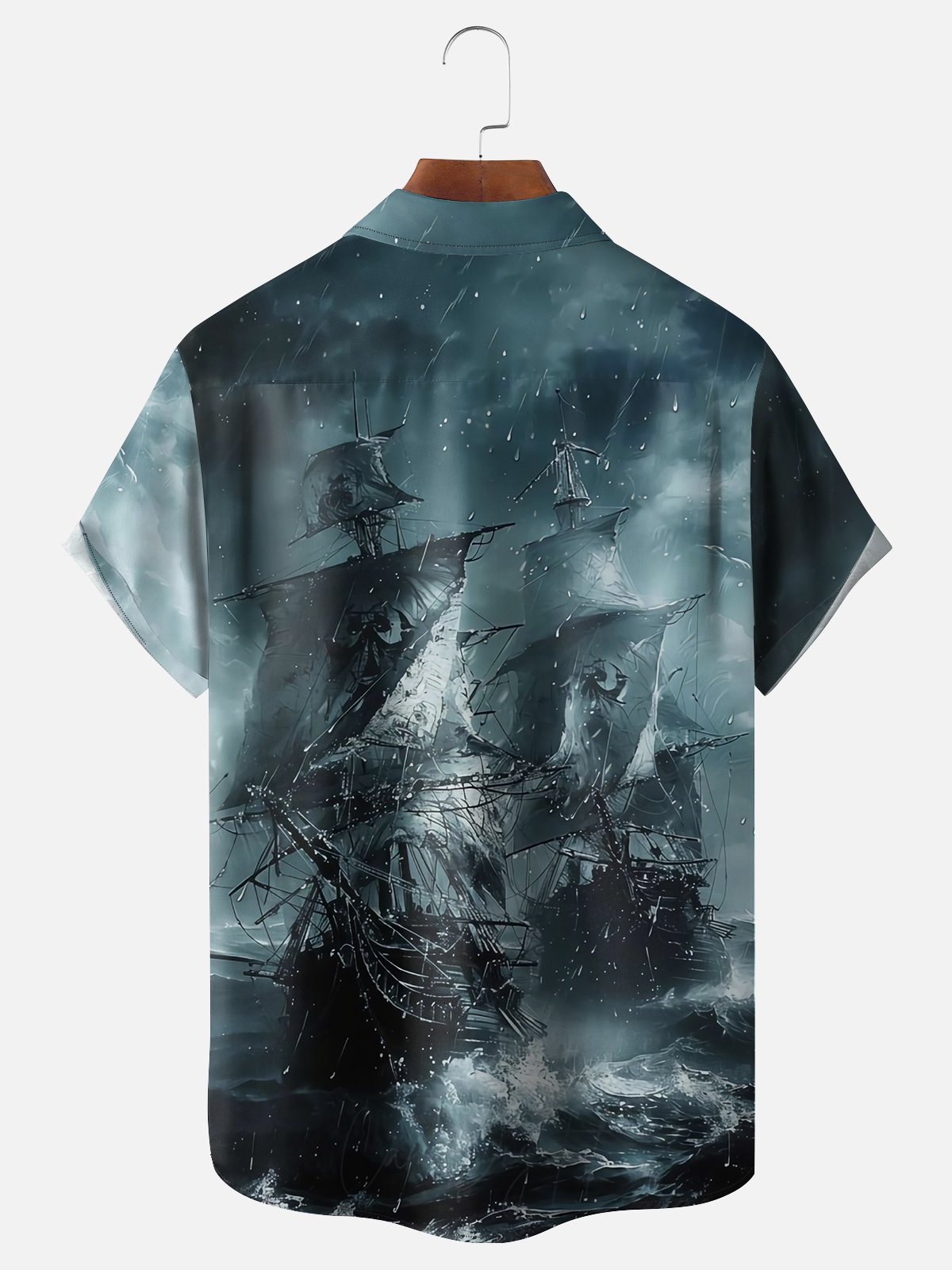 Moisture-wicking Sailing Boat Chest Pocket Hawaiian Shirt