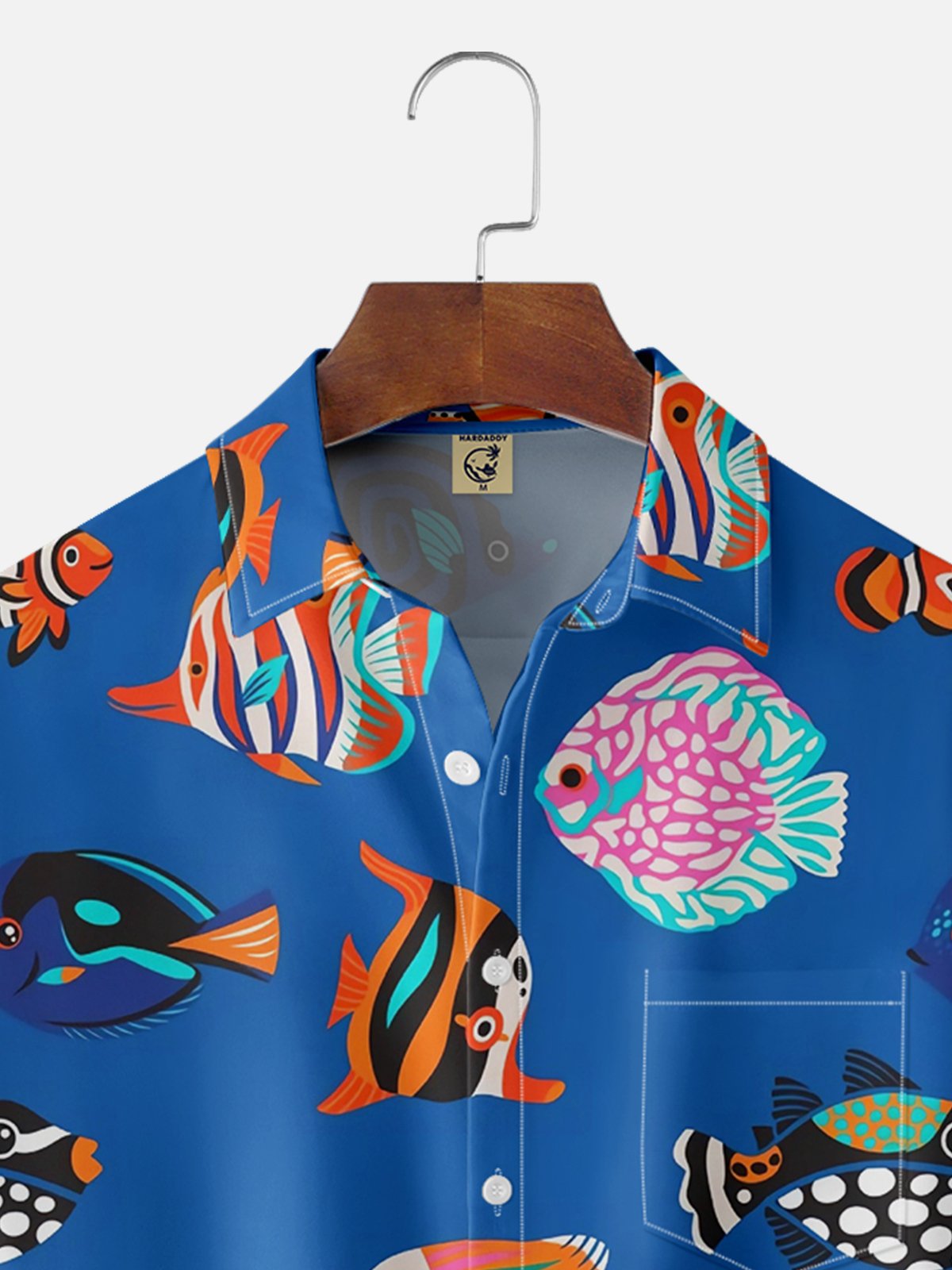 Moisture-wicking Fish Chest Pocket Hawaiian Shirt