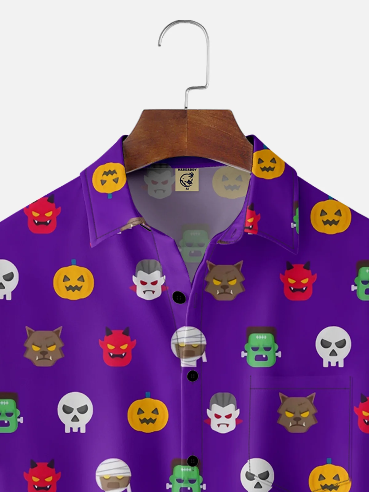 Moisture-wicking Halloween Ghost Chest Pocket Hawaiian Shirt