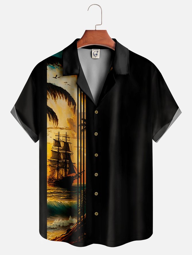 Tall Size Moisture-wicking Sailing Bowling Shirt