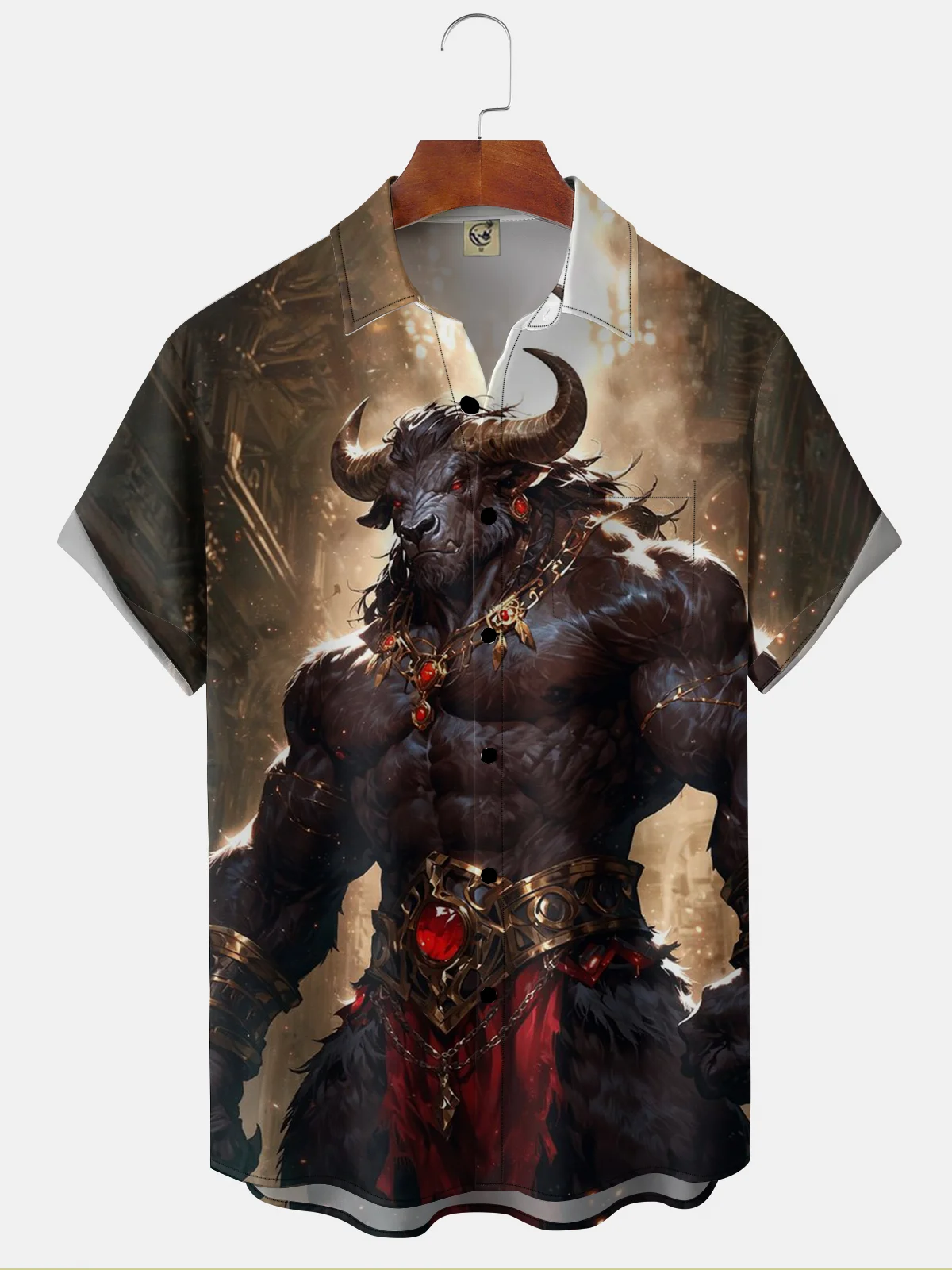 Moisture-wicking YaoGuai Bull Demon King Black Myth Chest Pocket Hawaiian Shirt