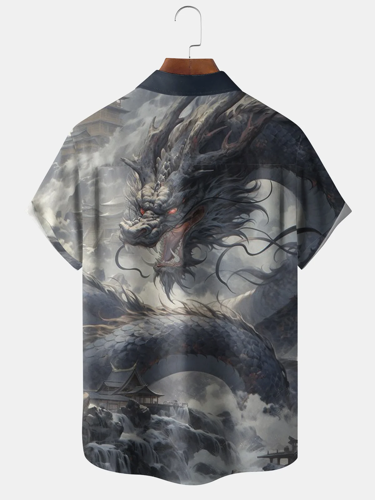 Moisture-wicking Black Myth WUKONG Hakuryu YaoGuai Chest Pocket Hawaiian Shirt