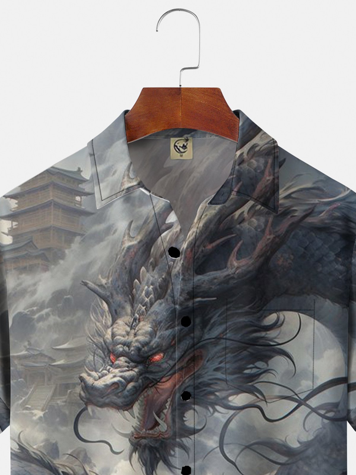 Moisture-wicking Black Myth WUKONG Hakuryu YaoGuai Chest Pocket Hawaiian Shirt