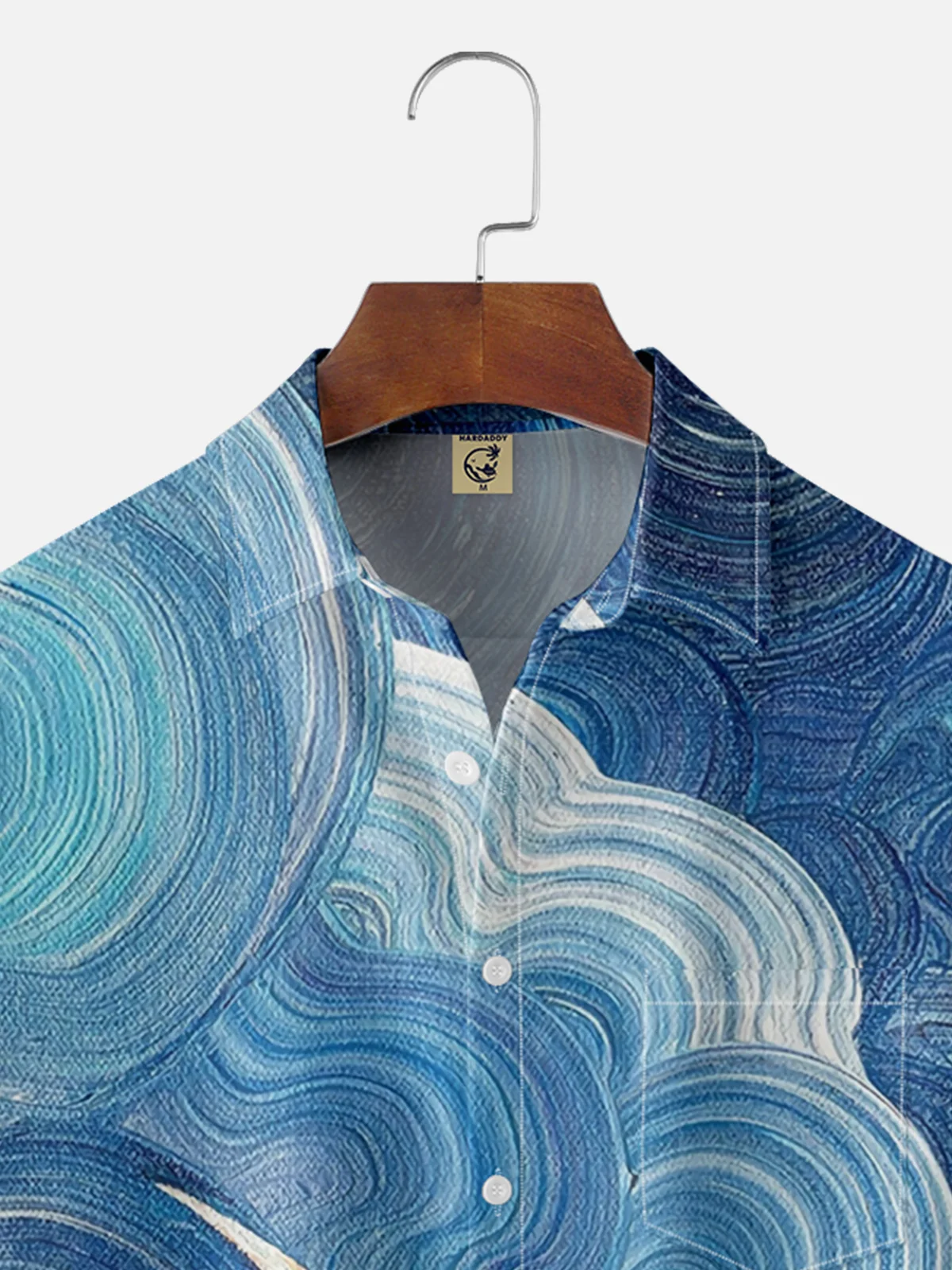 Moisture-wicking Artistic Fish Illustration Chest Pocket Hawaiian Shirt