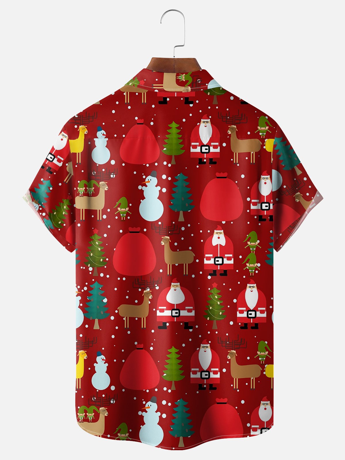 Moisture-wicking Christmas Snowman Chest Pocket Hawaiian Shirt