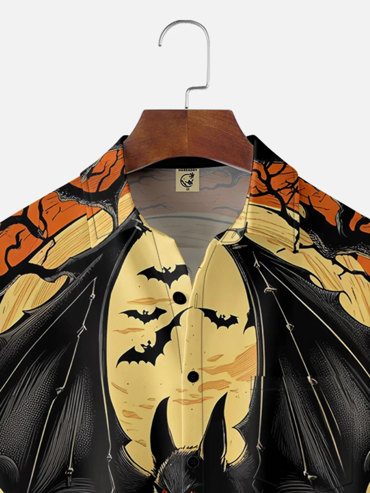 Moisture-wicking Halloween Bat Art Painting Chest Pocket Hawaiian Shirt